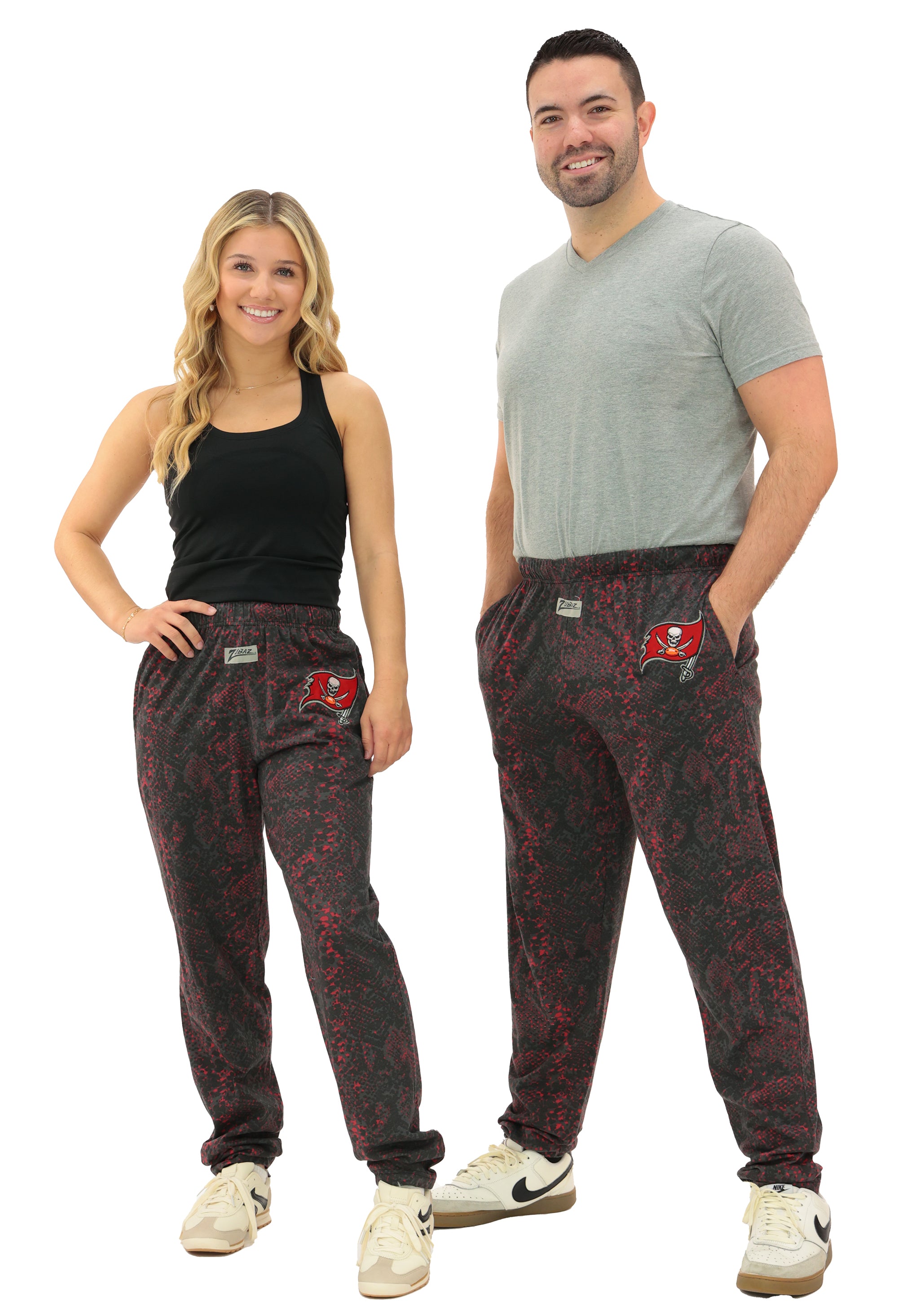 Zubaz NFL Adult Unisex for Men and Women Z88 Embroidered Post Pattern Pants, Tampa Bay Buccaneers