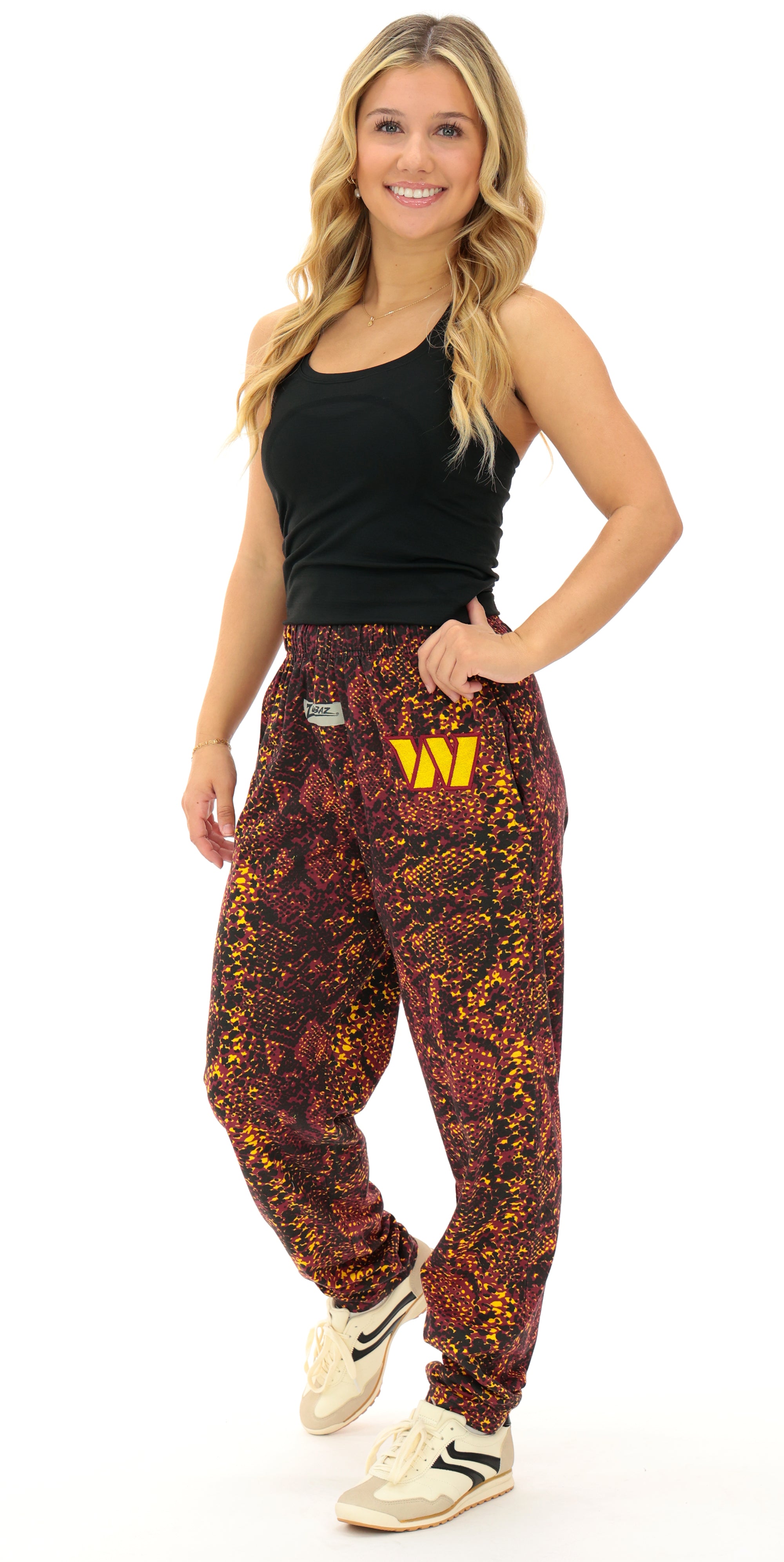 Zubaz NFL Adult Unisex for Men and Women Z88 Embroidered Post Pattern Pants, Washington Commanders