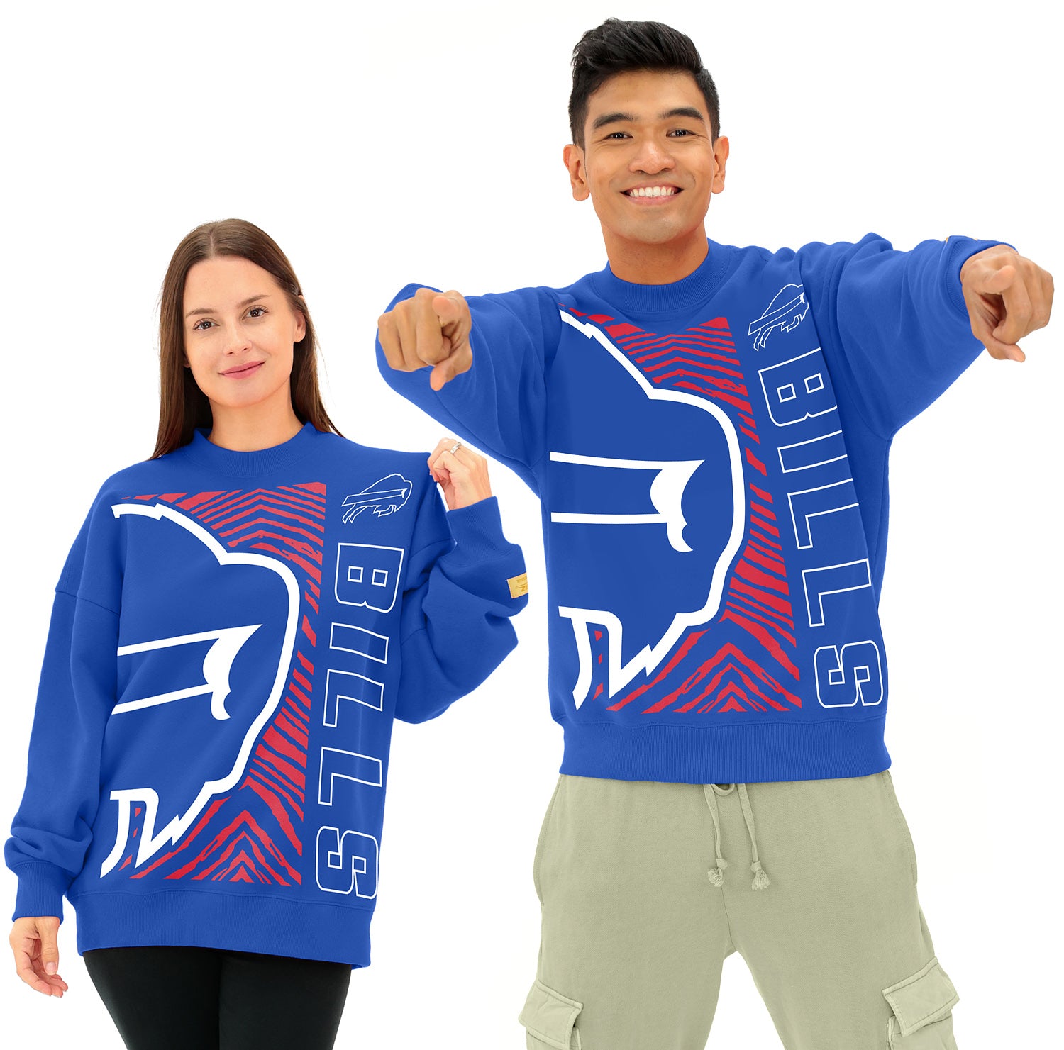 Zubaz NFL   90s Drop Shoulder Crewneck -MVP, BUFFALO BILLS