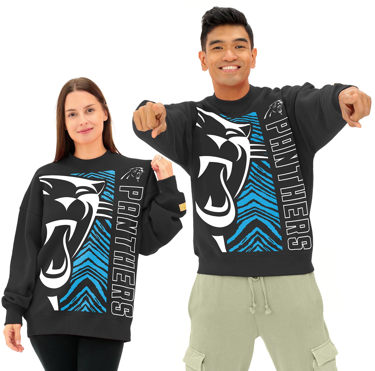 Zubaz NFL   90s Drop Shoulder Crewneck -MVP, CAROLINA PANTHERS