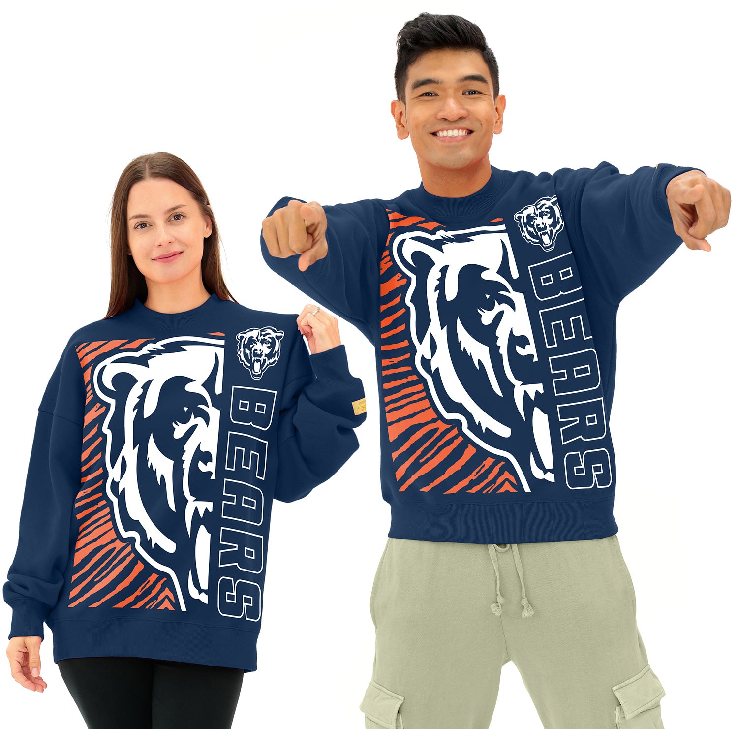 Zubaz NFL   90s Drop Shoulder Crewneck -MVP, CHICAGO BEARS