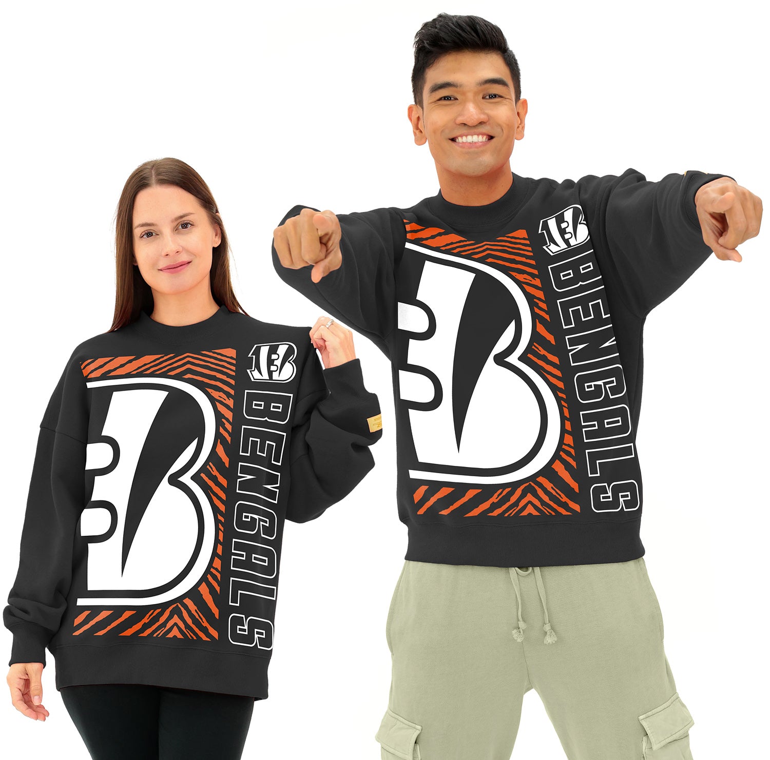 Zubaz NFL   90s Drop Shoulder Crewneck -MVP, CINCINNATI BENGALS