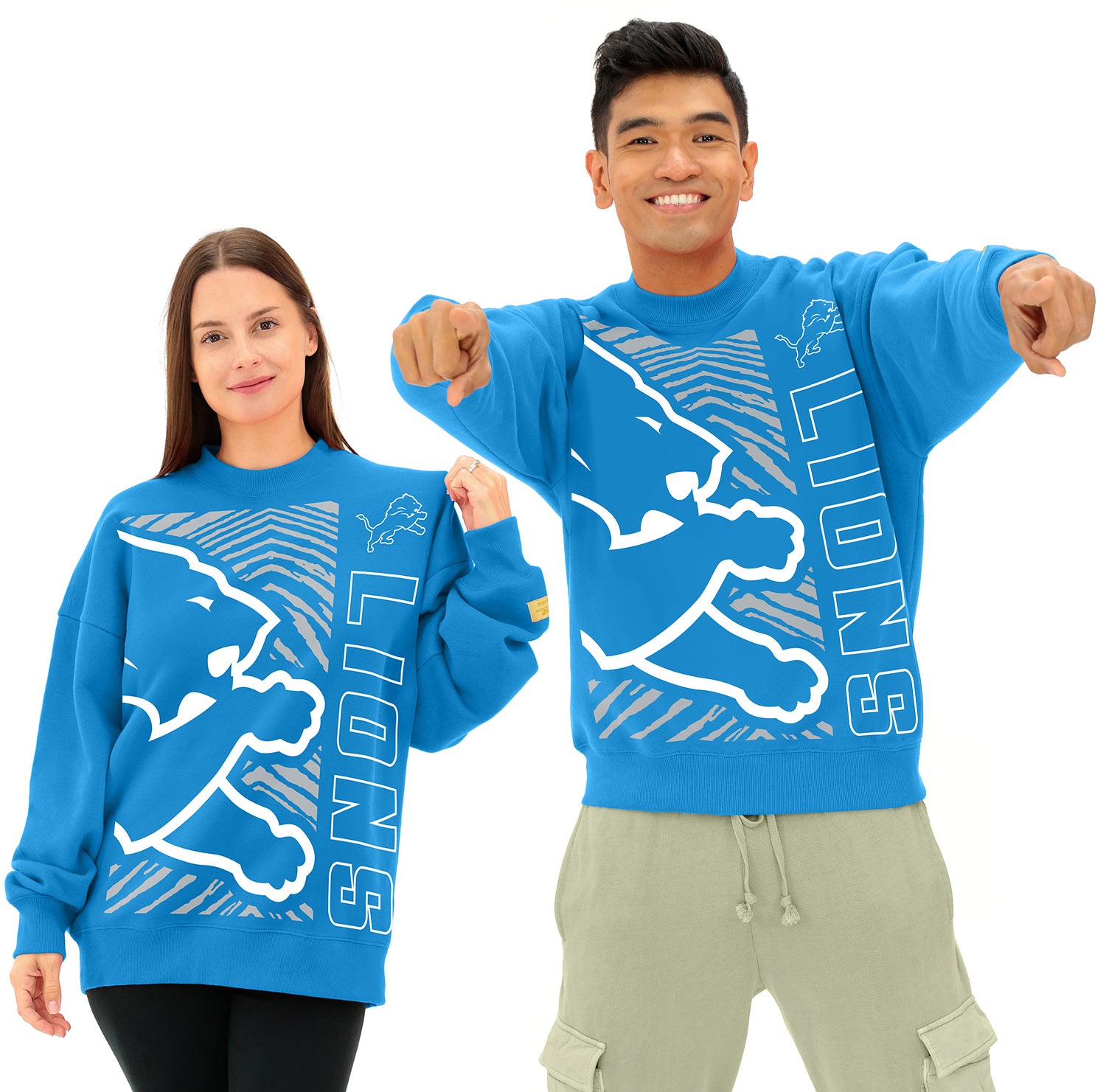 Zubaz NFL   90s Drop Shoulder Crewneck -MVP, DETROIT LIONS