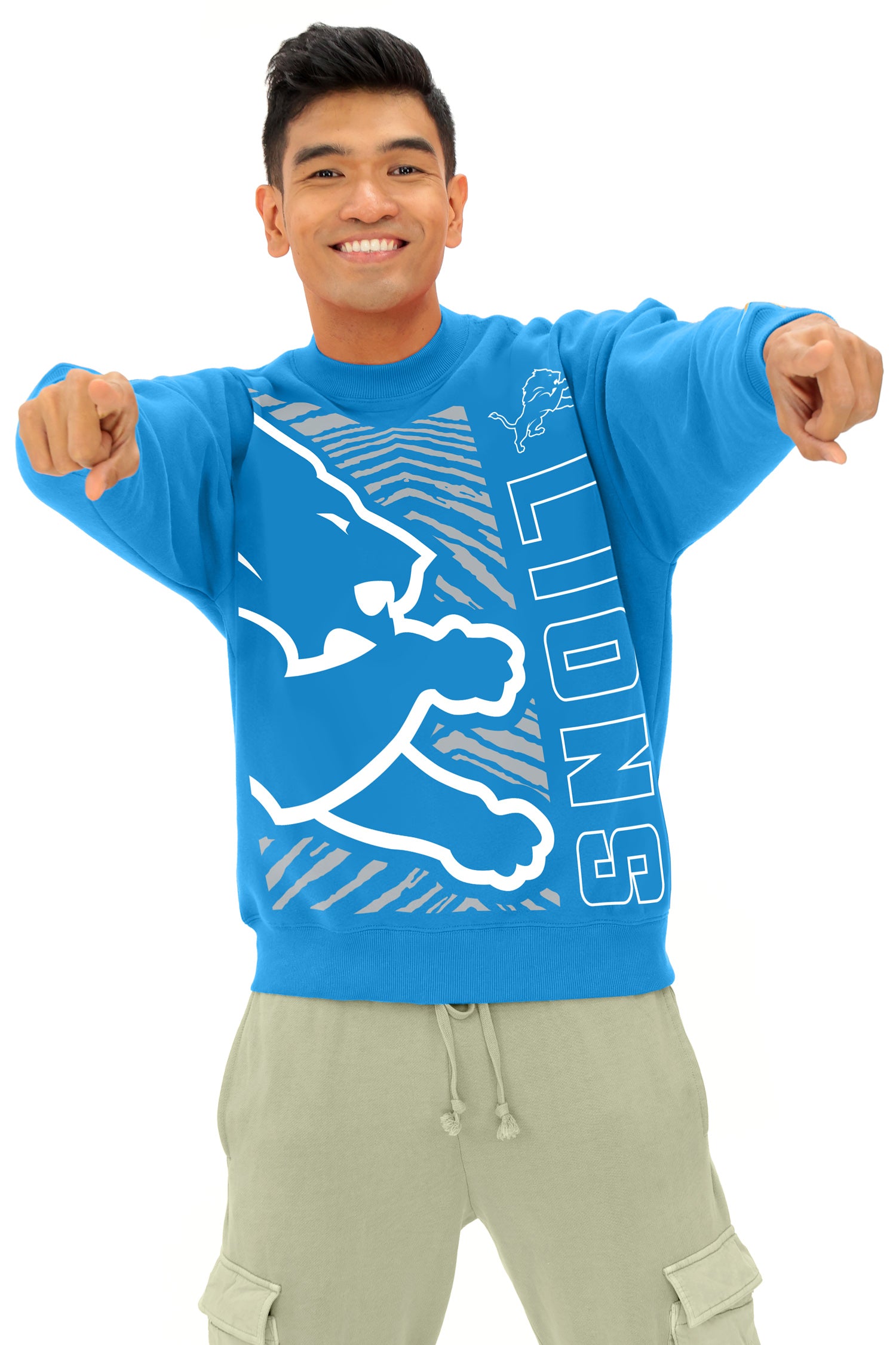 Zubaz NFL   90s Drop Shoulder Crewneck -MVP, DETROIT LIONS