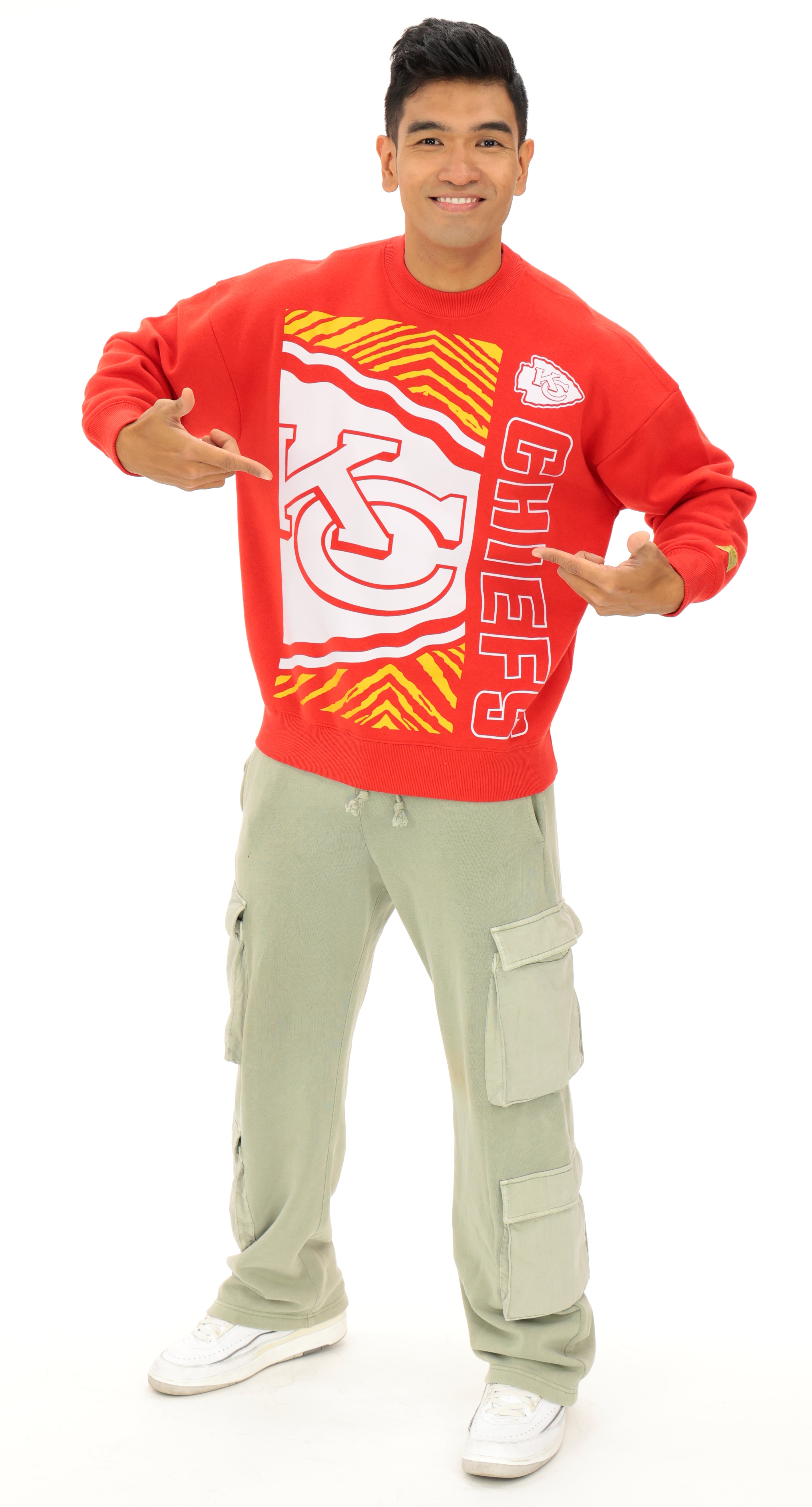 Zubaz NFL   90s Drop Shoulder Crewneck -MVP, KANSAS CITY CHIEFS