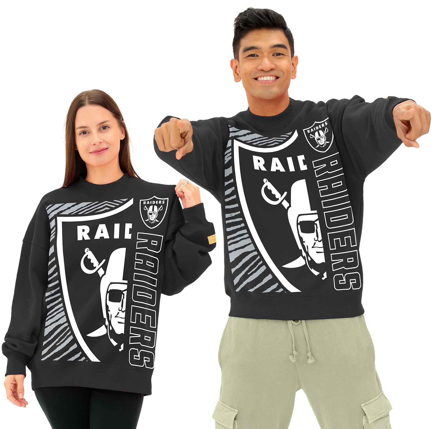 Zubaz NFL   90s Drop Shoulder Crewneck -MVP, LAS VEGAS RAIDERS