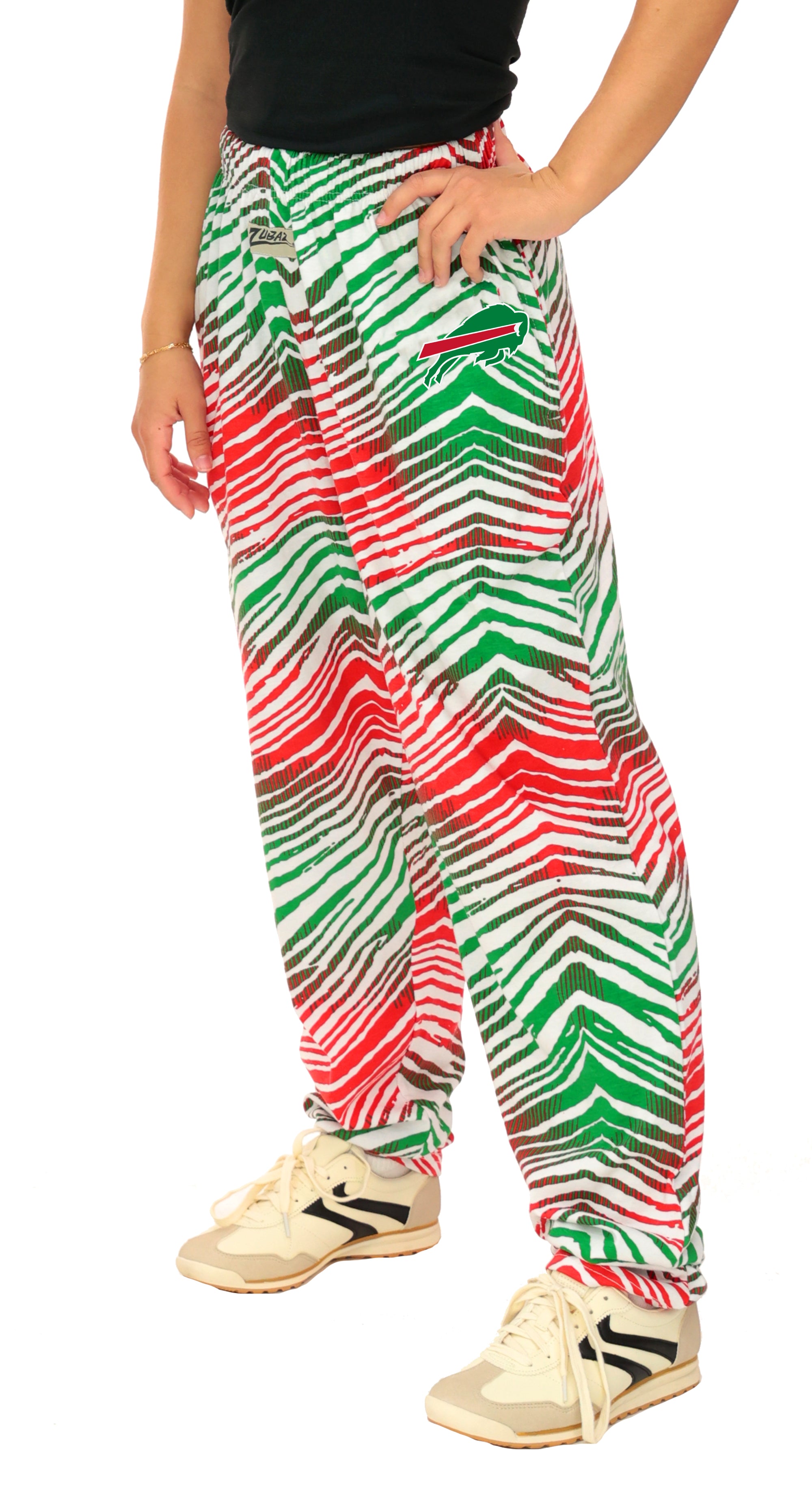 Zubaz NFL Adult Unisex Z88 Embroidered Holiday Ombre Pants, Buffalo Bills