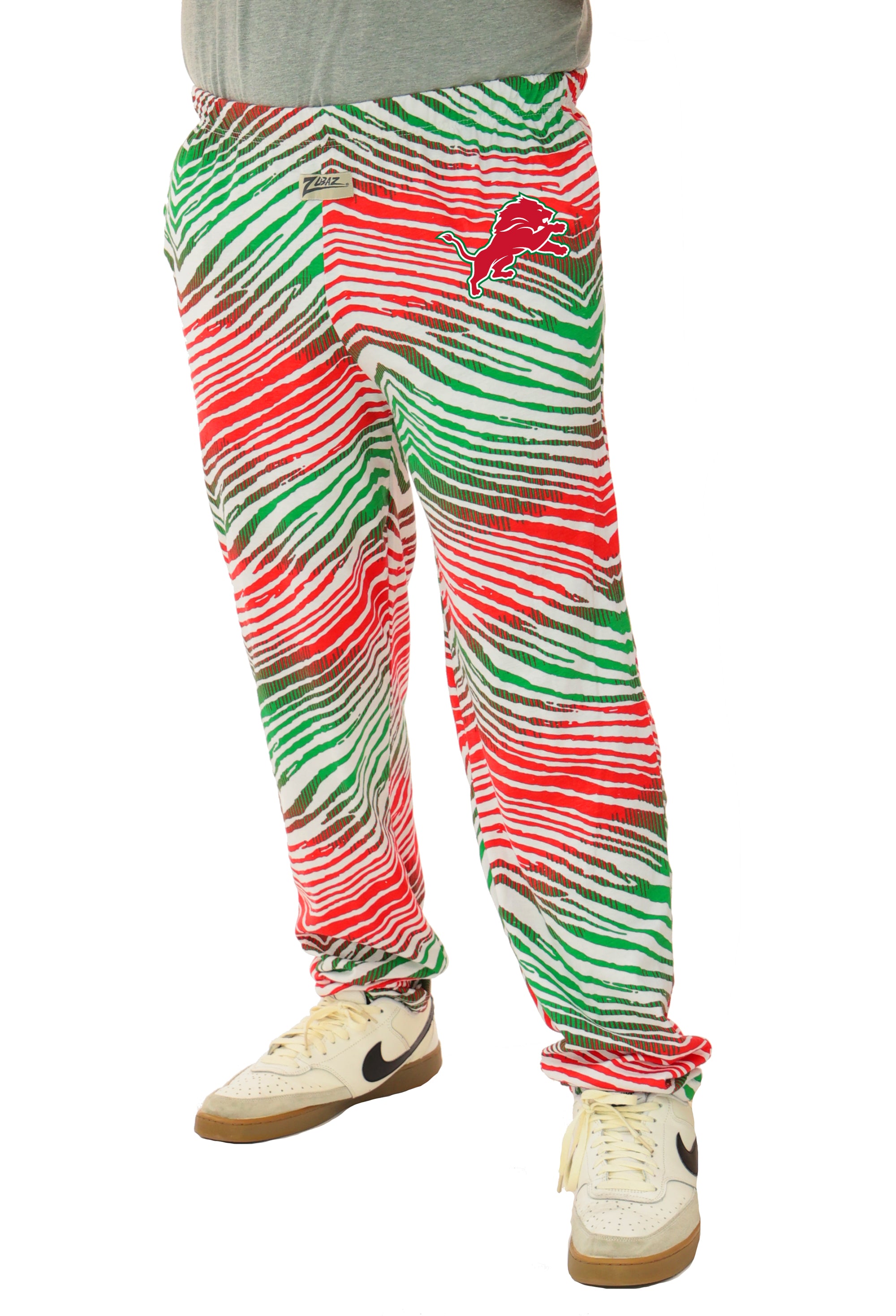 Zubaz NFL Adult Unisex Z88 Embroidered Holiday Ombre Pants, Detroit Lions
