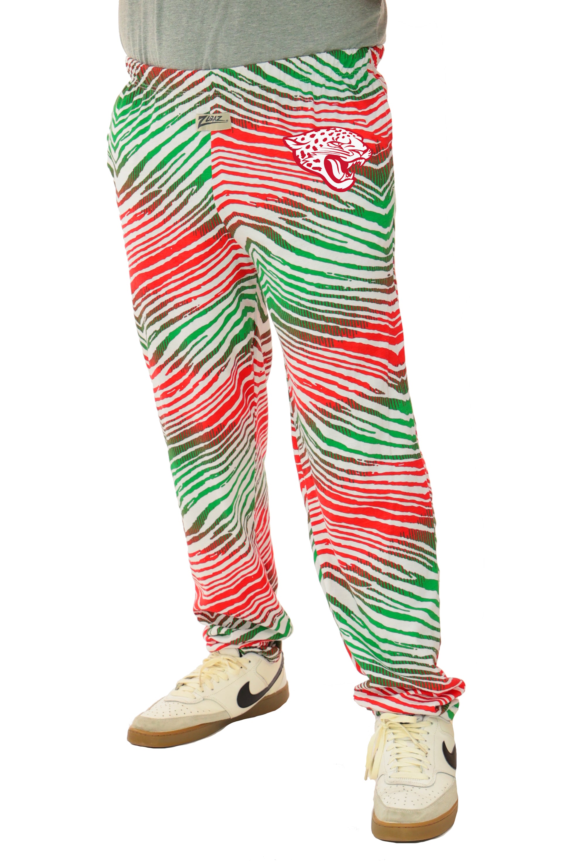 Zubaz NFL Adult Unisex Z88 Embroidered Holiday Ombre Pants, Jacksonville Jaguars