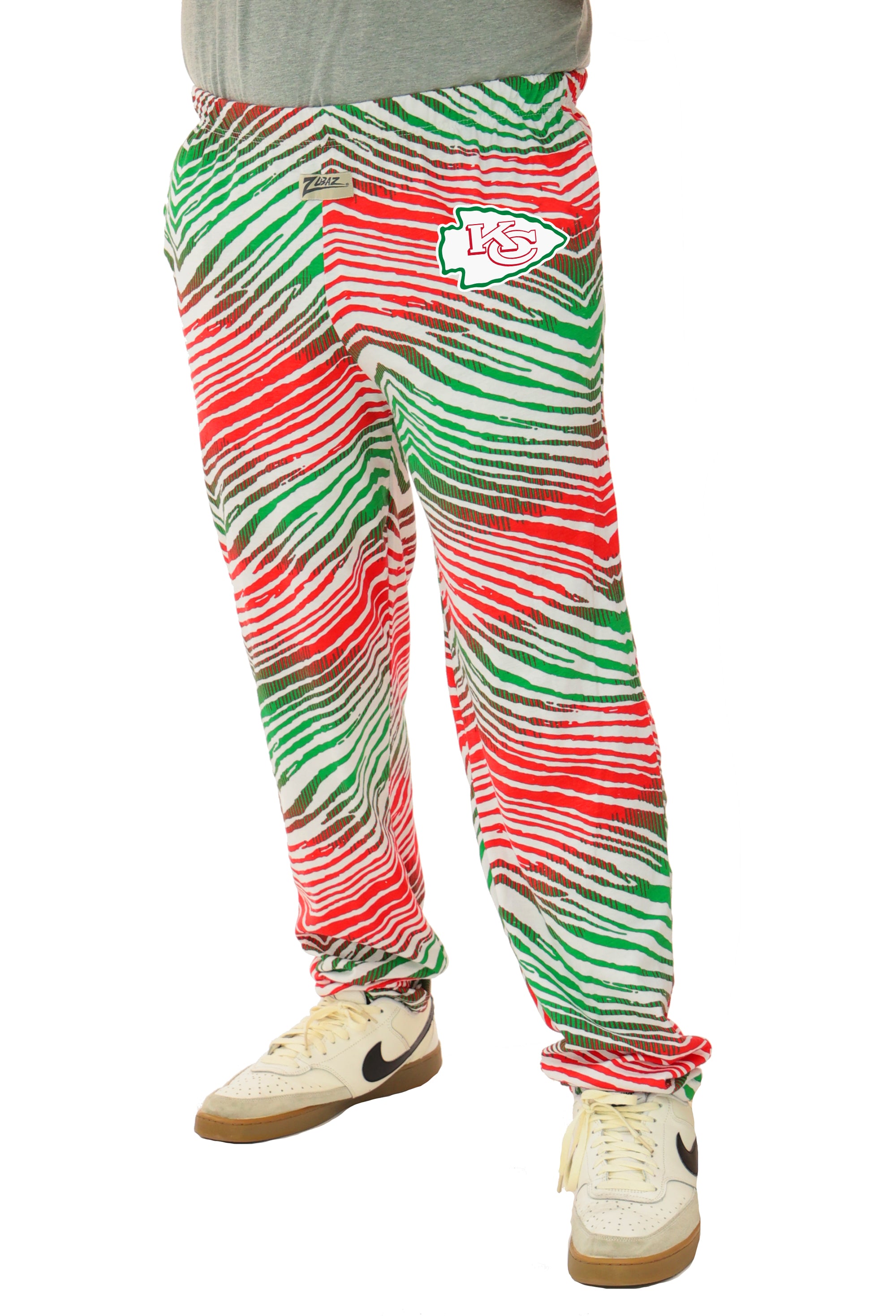 Zubaz NFL Adult Unisex for Men and Women Z88 Embroidered Holiday Ombre Pants, Kansas City Chiefs
