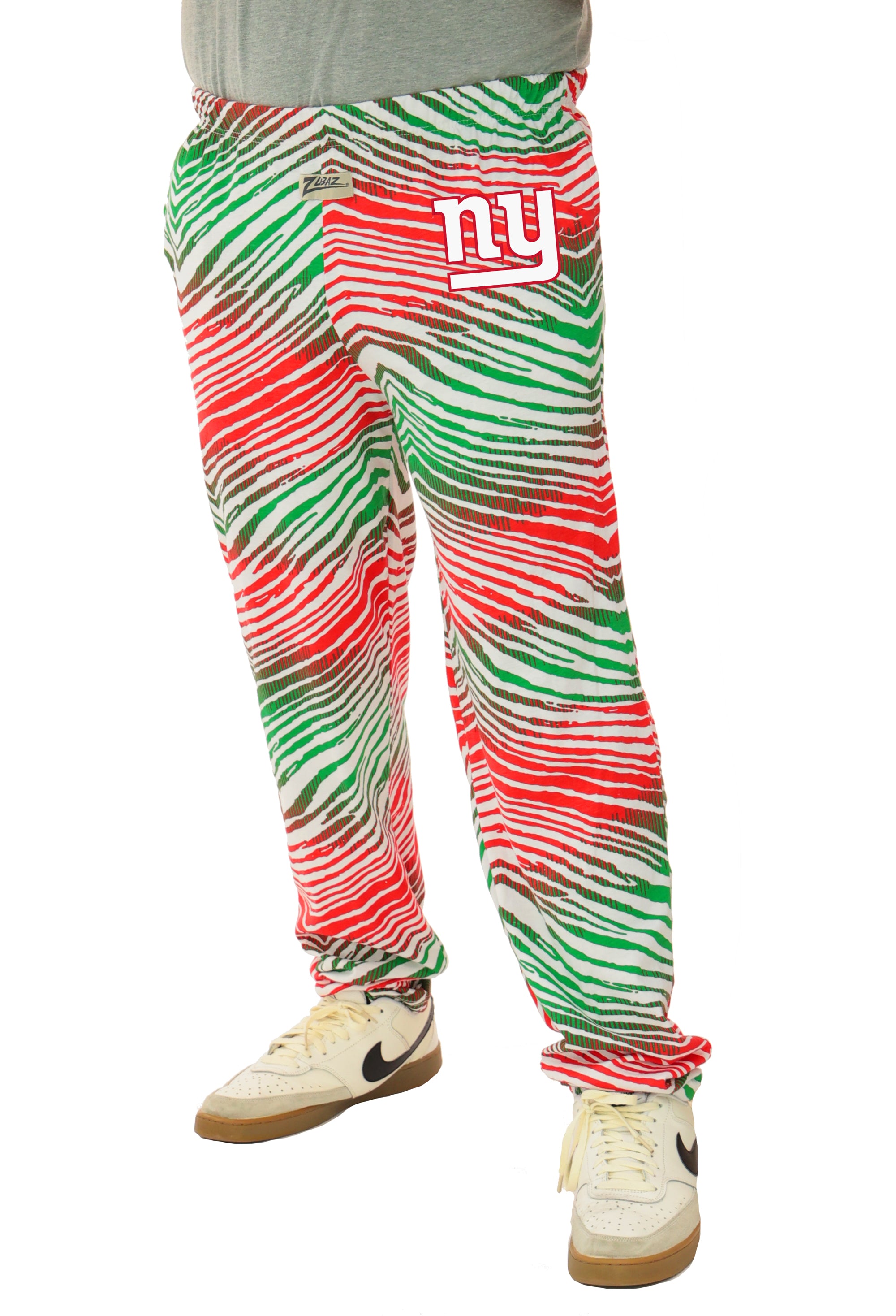 Zubaz NFL Adult Unisex Z88 Embroidered Holiday Ombre Pants, New York Giants