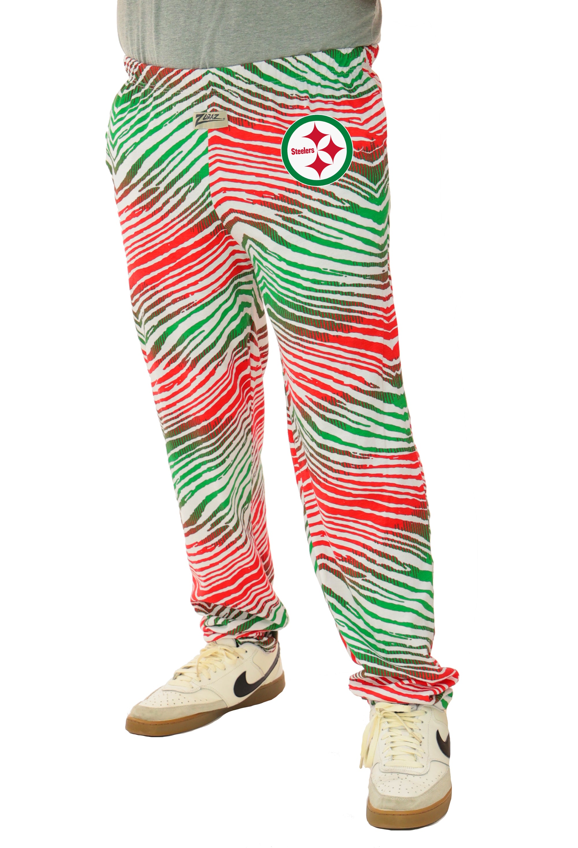 Zubaz NFL Adult Unisex Z88 Embroidered Holiday Ombre Pants, Pittsburgh Steelers