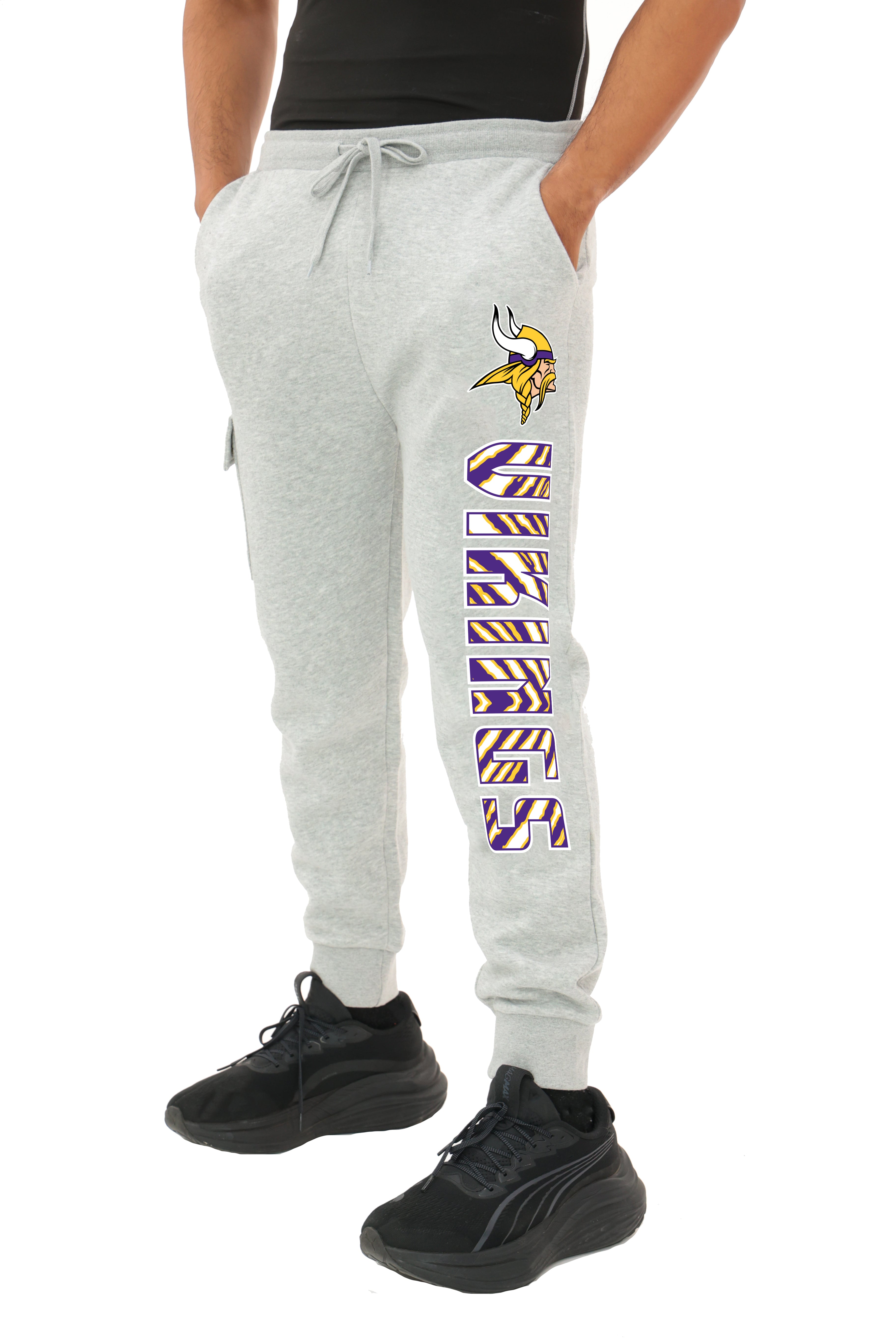 Zubaz NFL  MEN Cargo Joggers - Gray, MINNESOTA VIKINGS