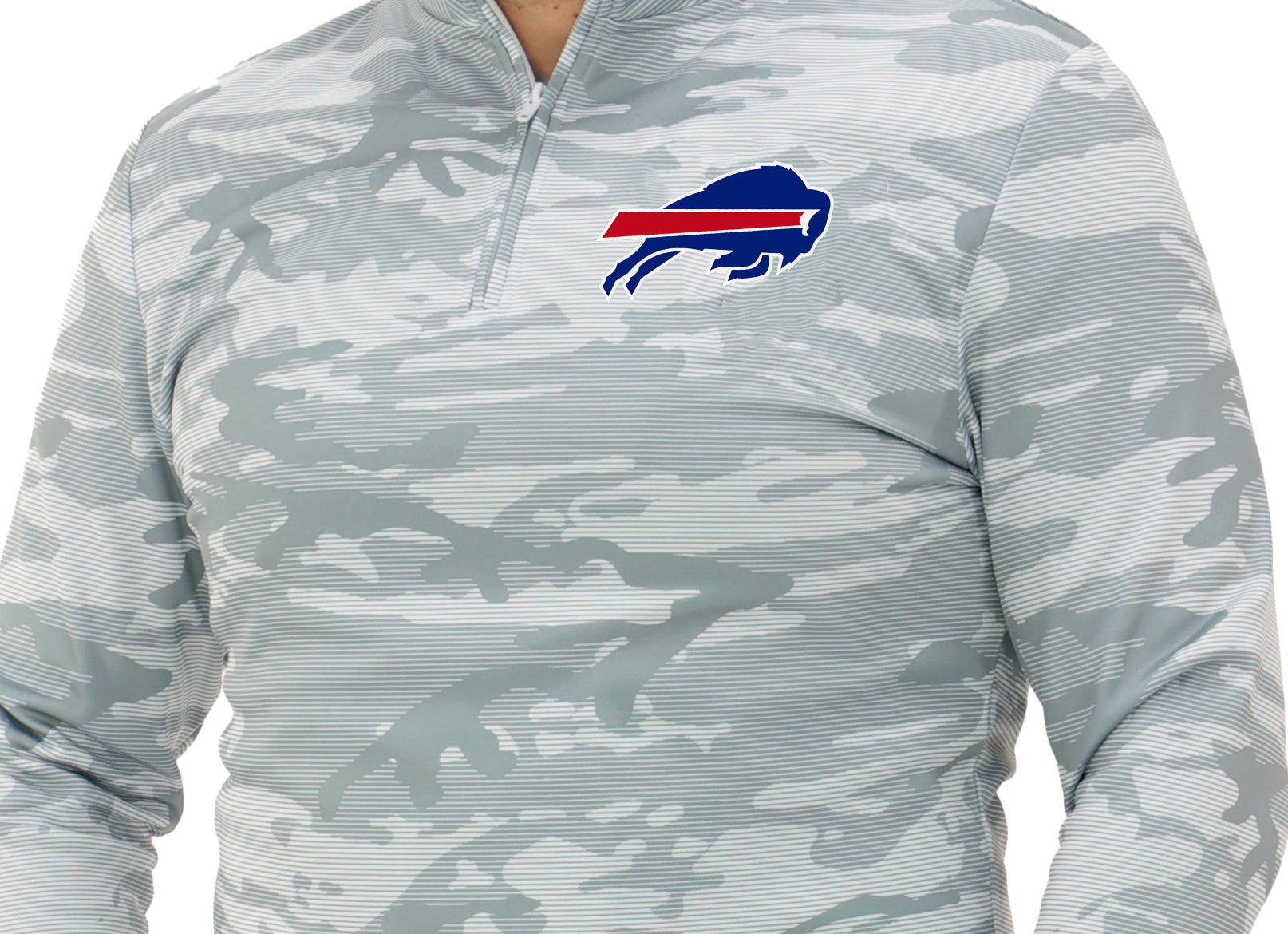 Zubaz NFL   Men's Tonal Camo Line 1/4 Zip, BUFFALO BILLS