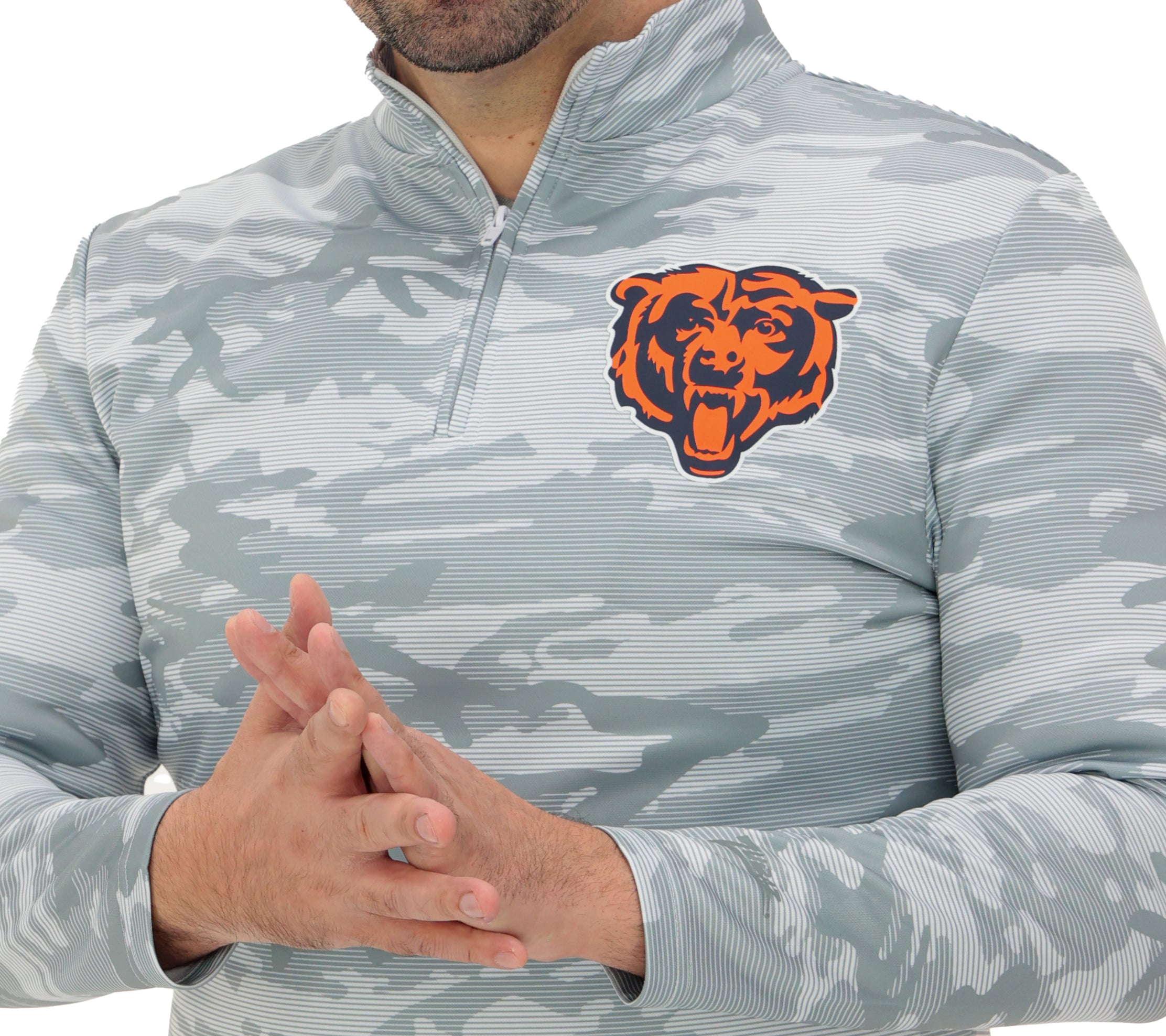 Zubaz NFL   Men's Tonal Camo Line 1/4 Zip, CHICAGO BEARS