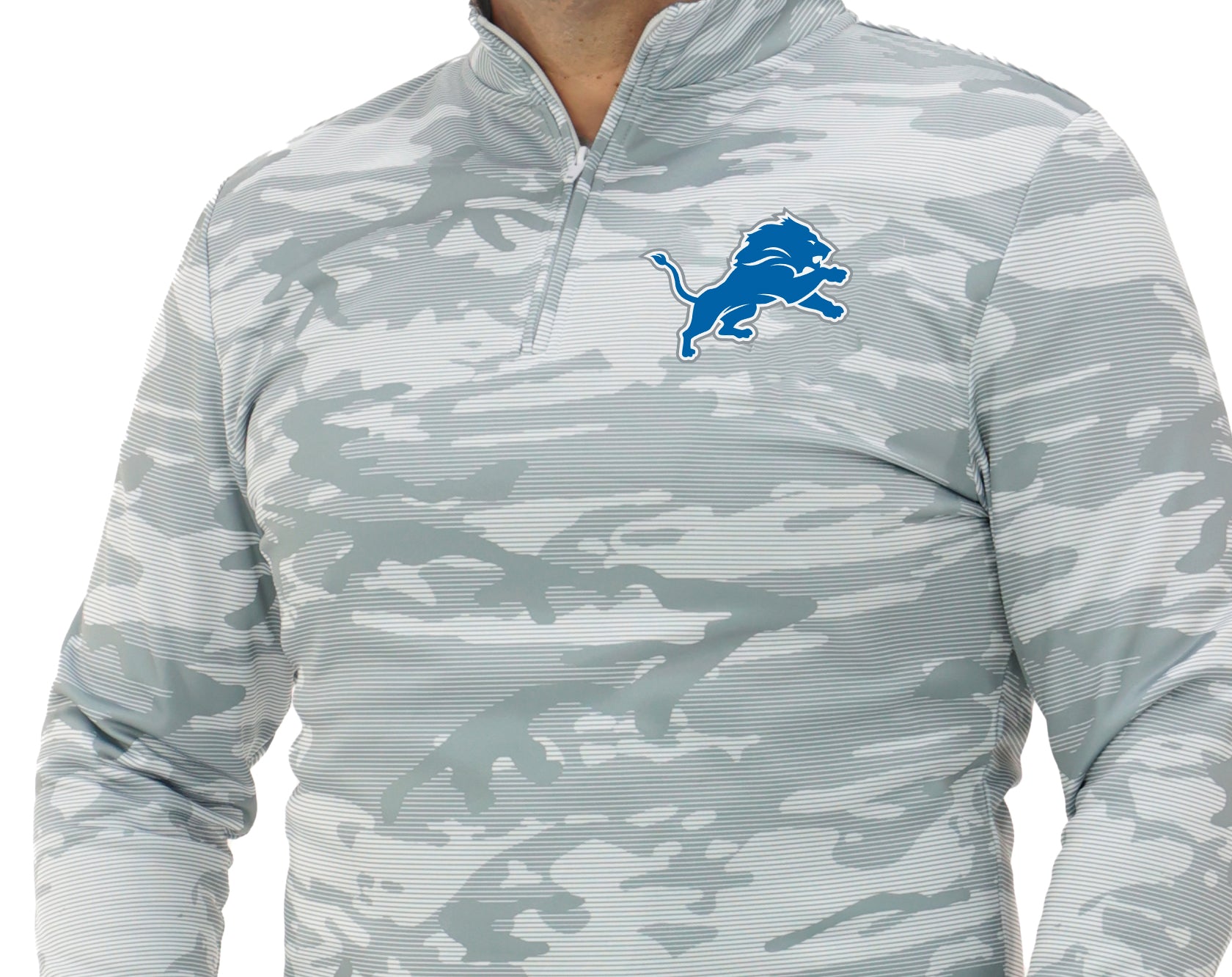 Zubaz NFL   Men's Tonal Camo Line 1/4 Zip, DETROIT LIONS