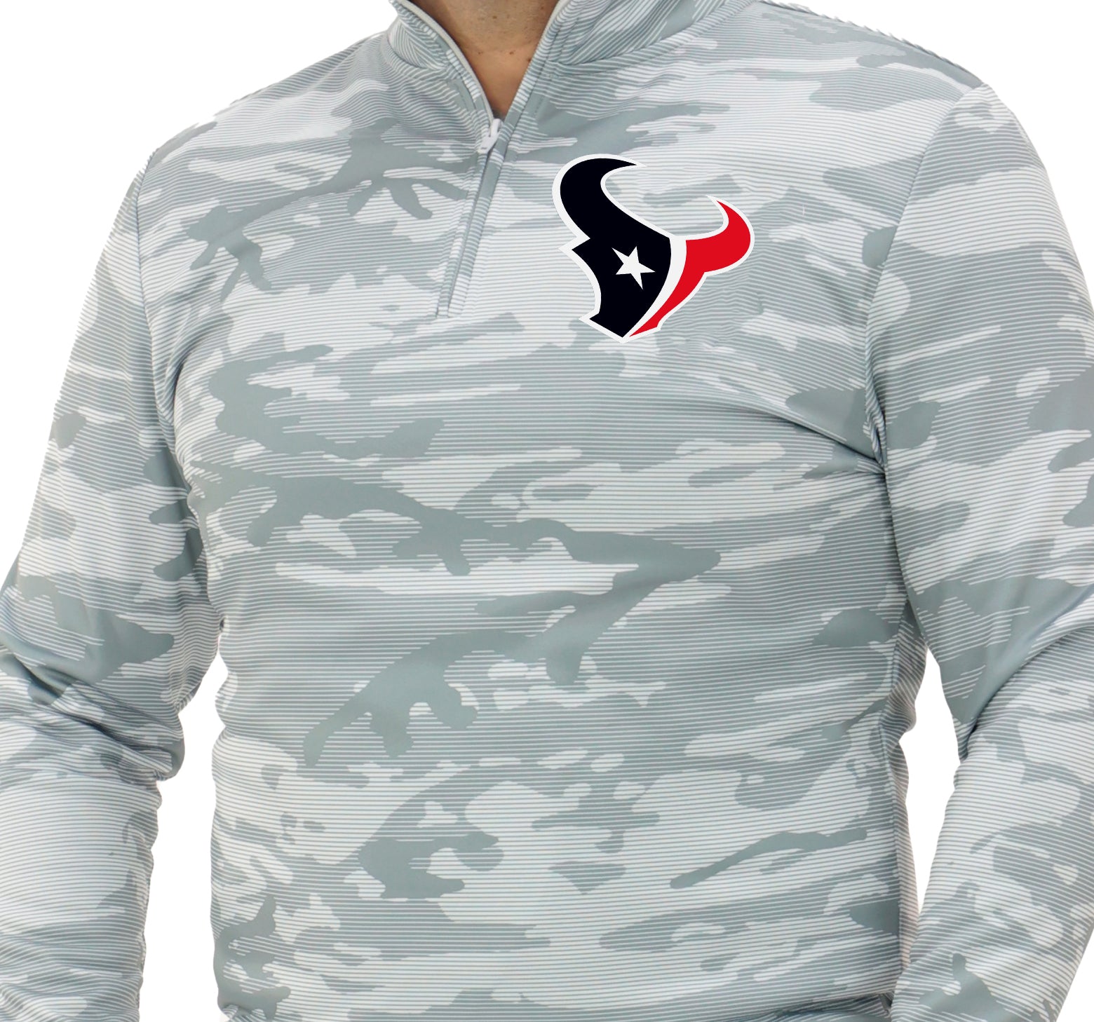Zubaz NFL   Men's Tonal Camo Line 1/4 Zip, HOUSTON TEXANS
