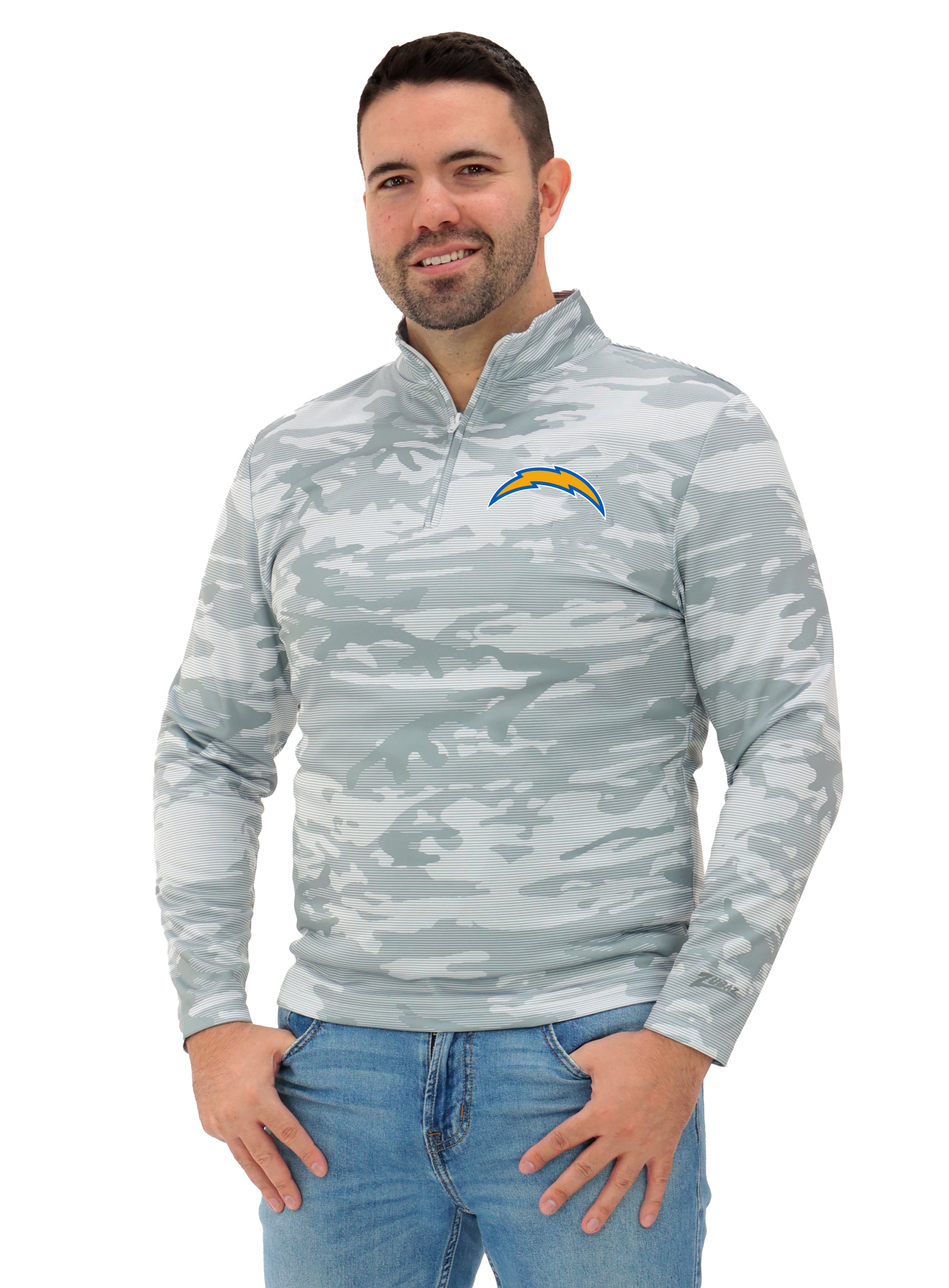 Zubaz NFL   Men's Tonal Camo Line 1/4 Zip, LOS ANGELES CHARGERS
