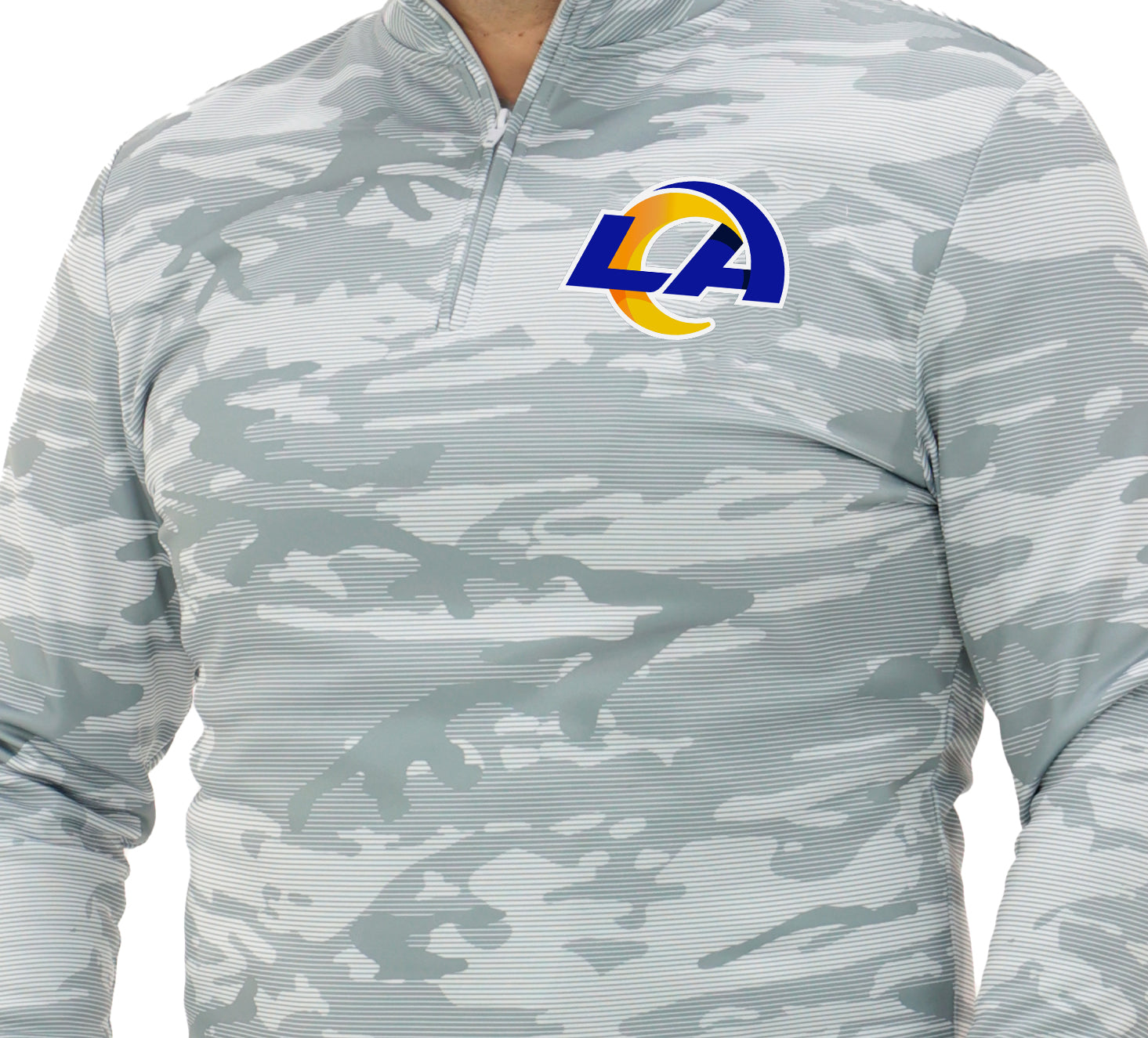 Zubaz NFL   Men's Tonal Camo Line 1/4 Zip, LOS ANGELES RAMS