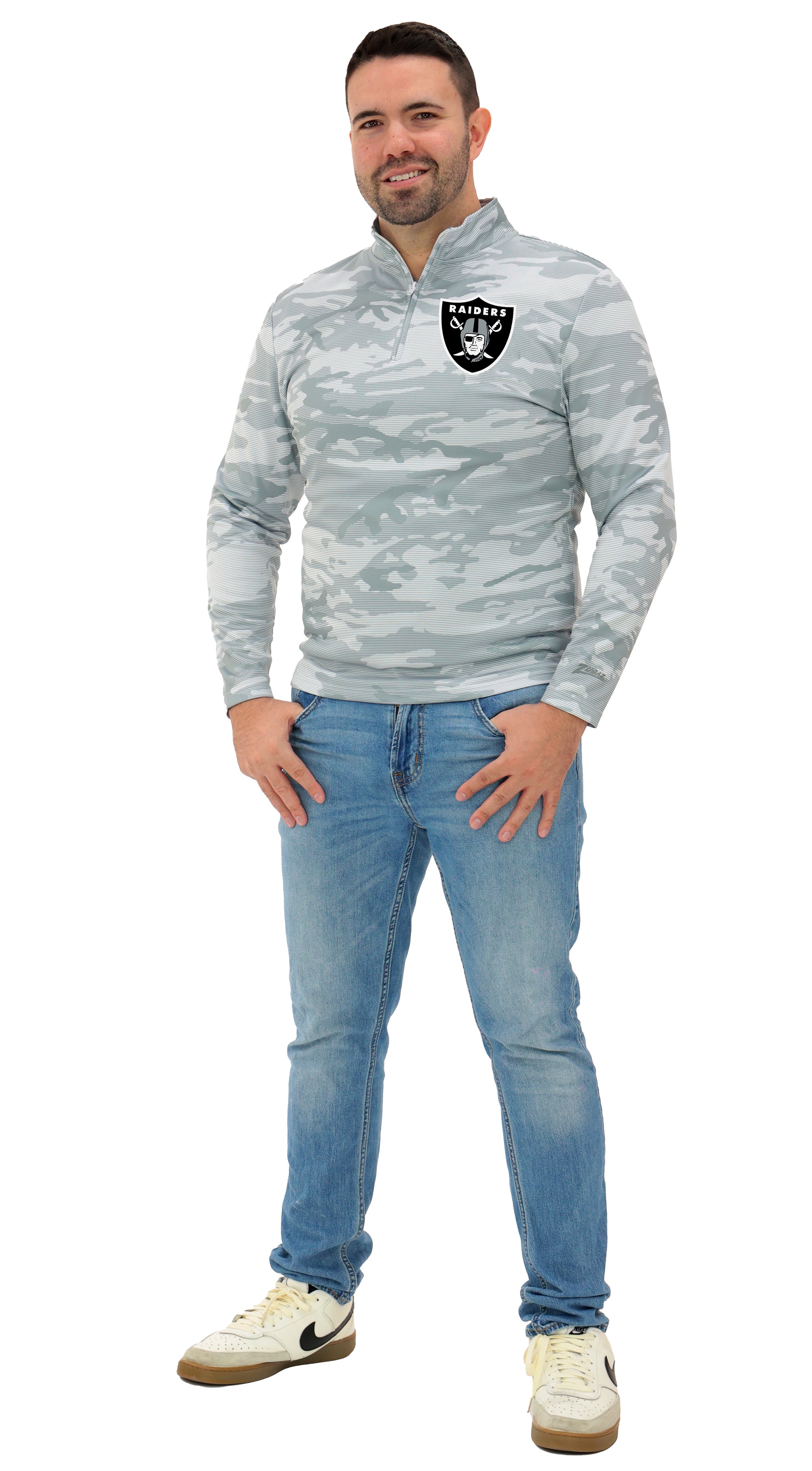 Zubaz NFL   Men's Tonal Camo Line 1/4 Zip, LAS VEGAS RAIDERS