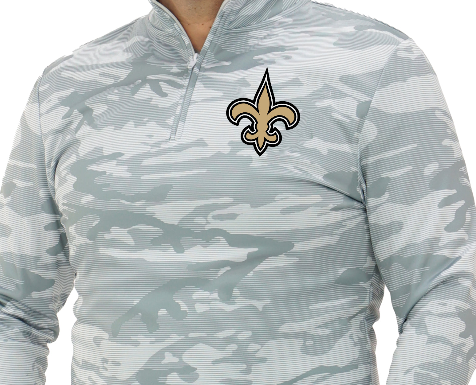 Zubaz NFL   Men's Tonal Camo Line 1/4 Zip, NEW ORLEANS SAINTS