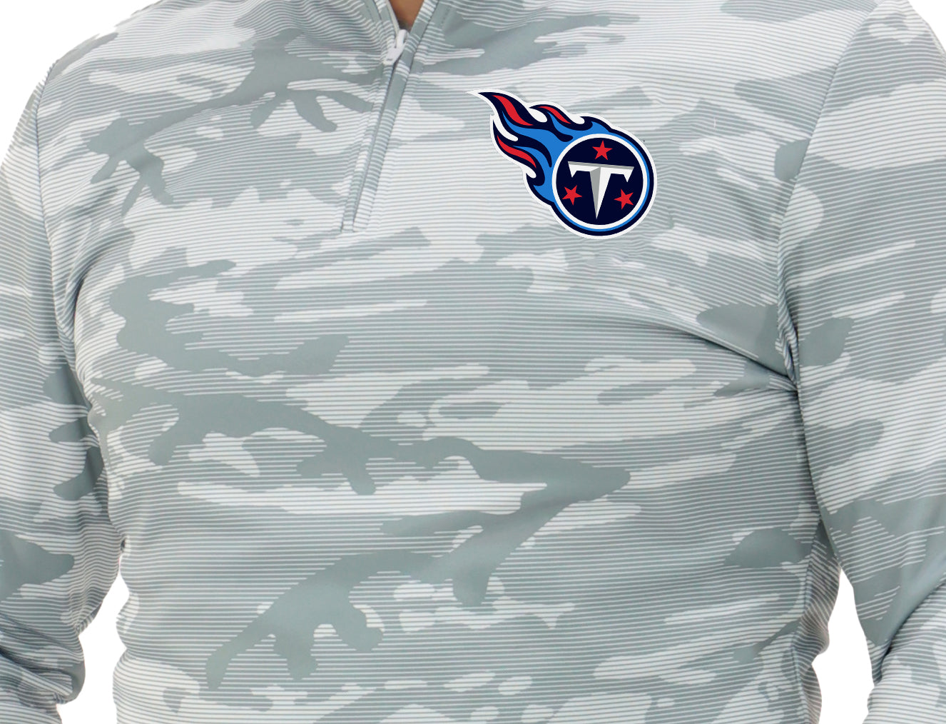 Zubaz NFL   Men's Tonal Camo Line 1/4 Zip, TENNESSEE TITANS
