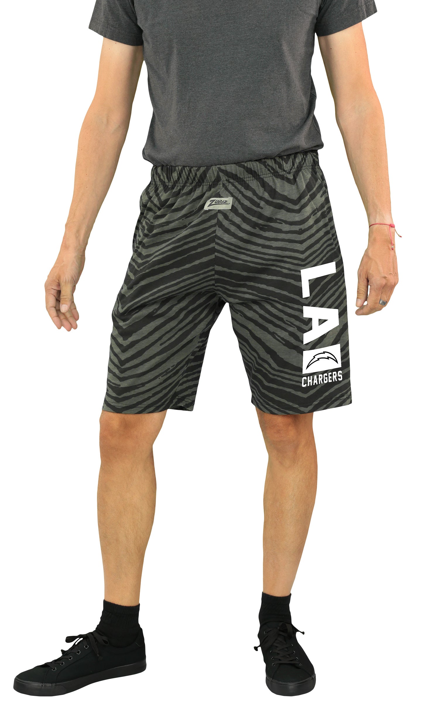 Zubaz NFL Adult Unisex Z88 Black Tonal Shorts, Los Angeles Chargers
