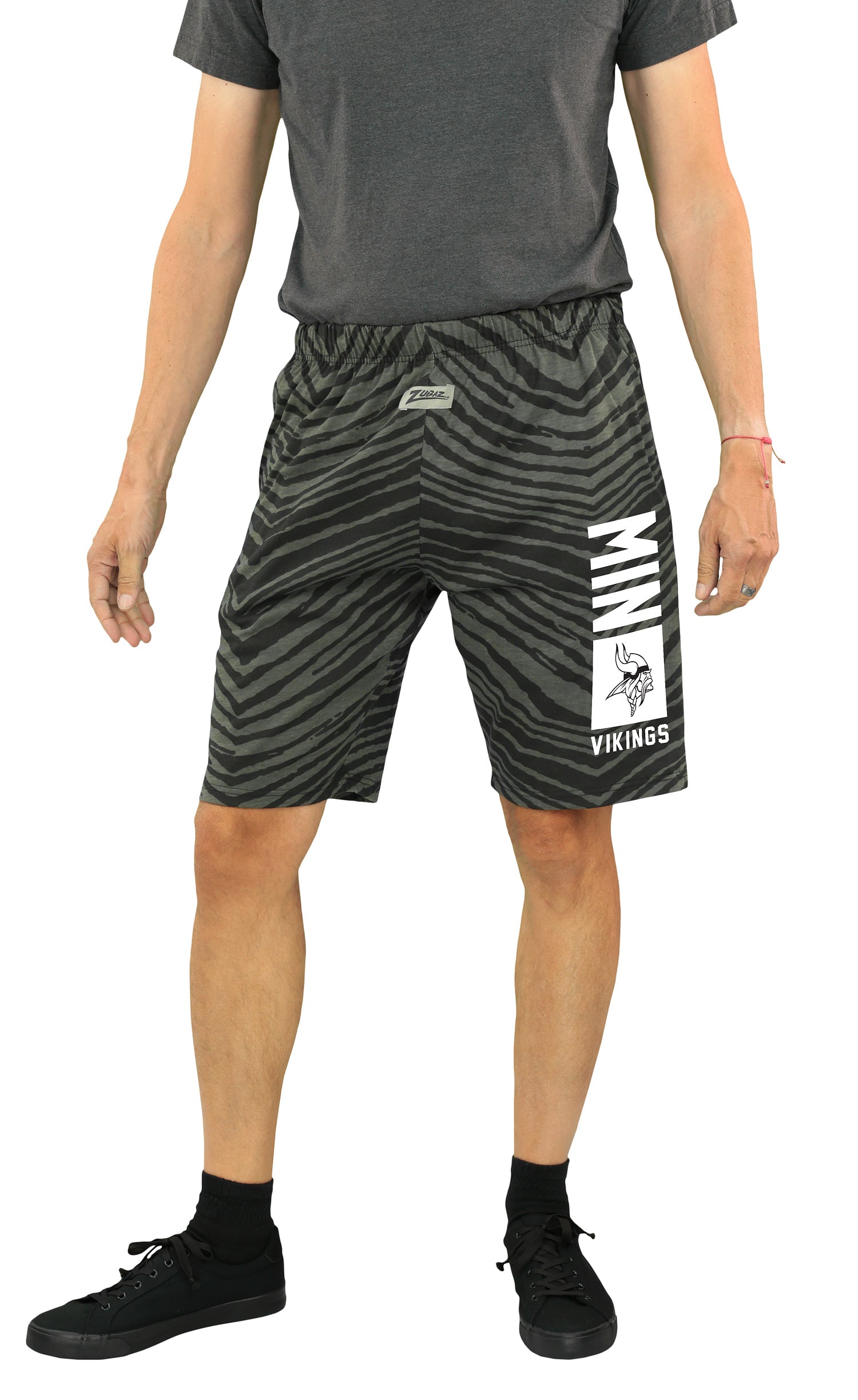 Zubaz NFL Adult Unisex Z88 Black Tonal Shorts, Minnesota Vikings