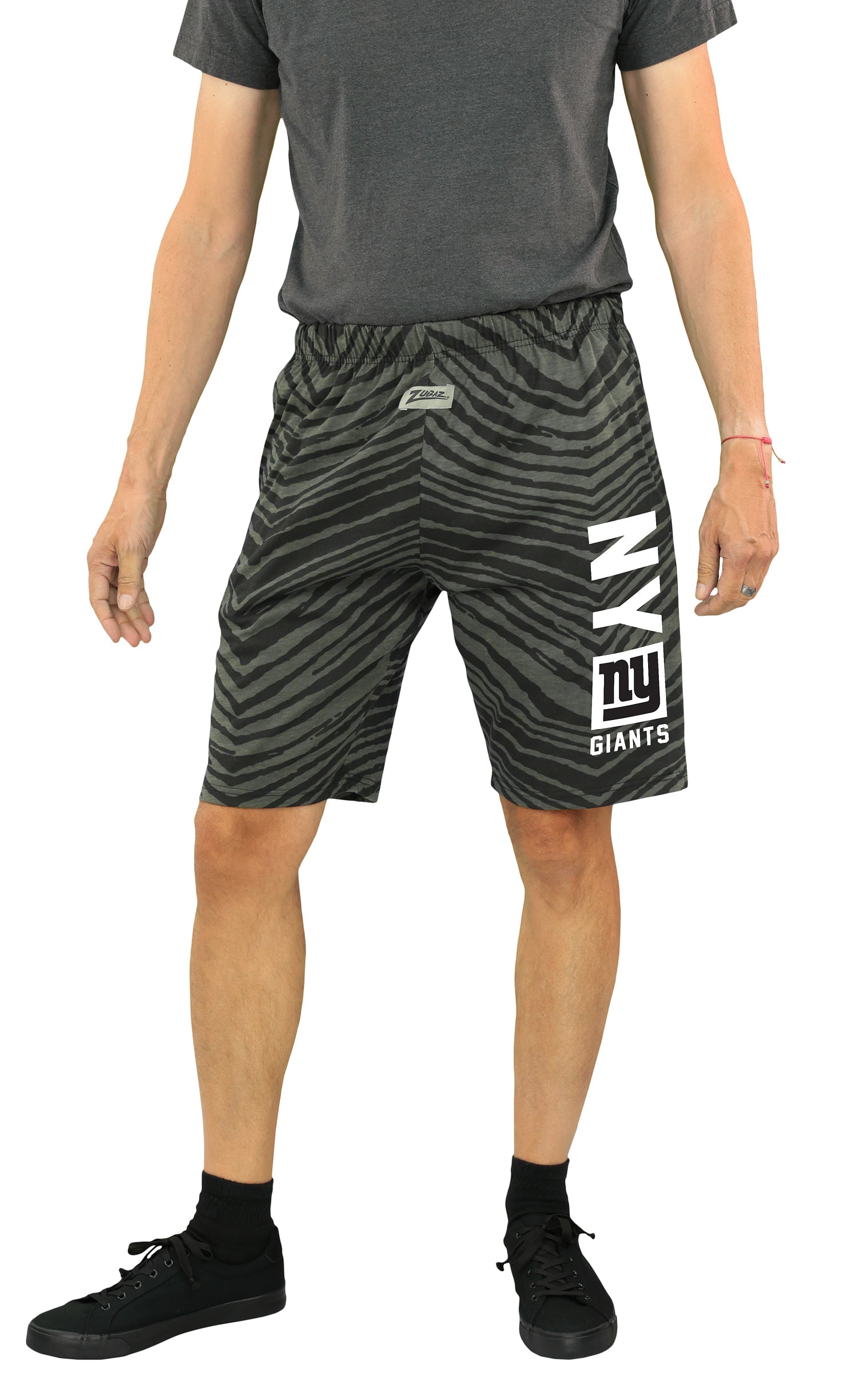 Zubaz NFL Adult Unisex Z88 Black Tonal Shorts, New York Giants