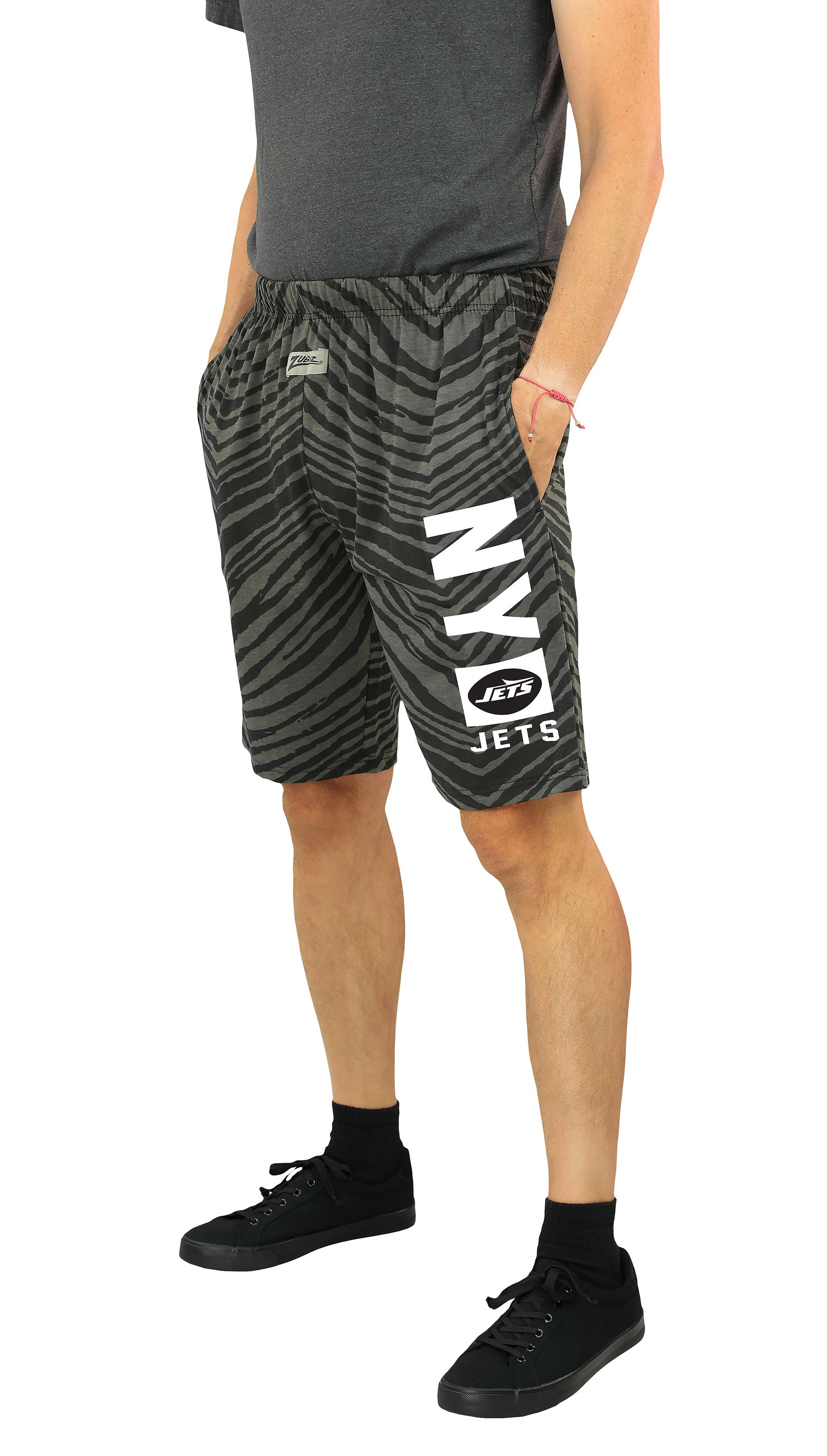 Zubaz NFL Adult Unisex Z88 Black Tonal Shorts, New York Jets