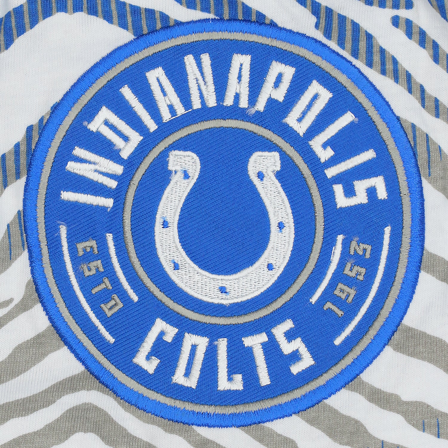 Zubaz NFL Adult Unisex Z88 Embroidered Zebra Ombre TMC Shorts, Indianapolis Colts