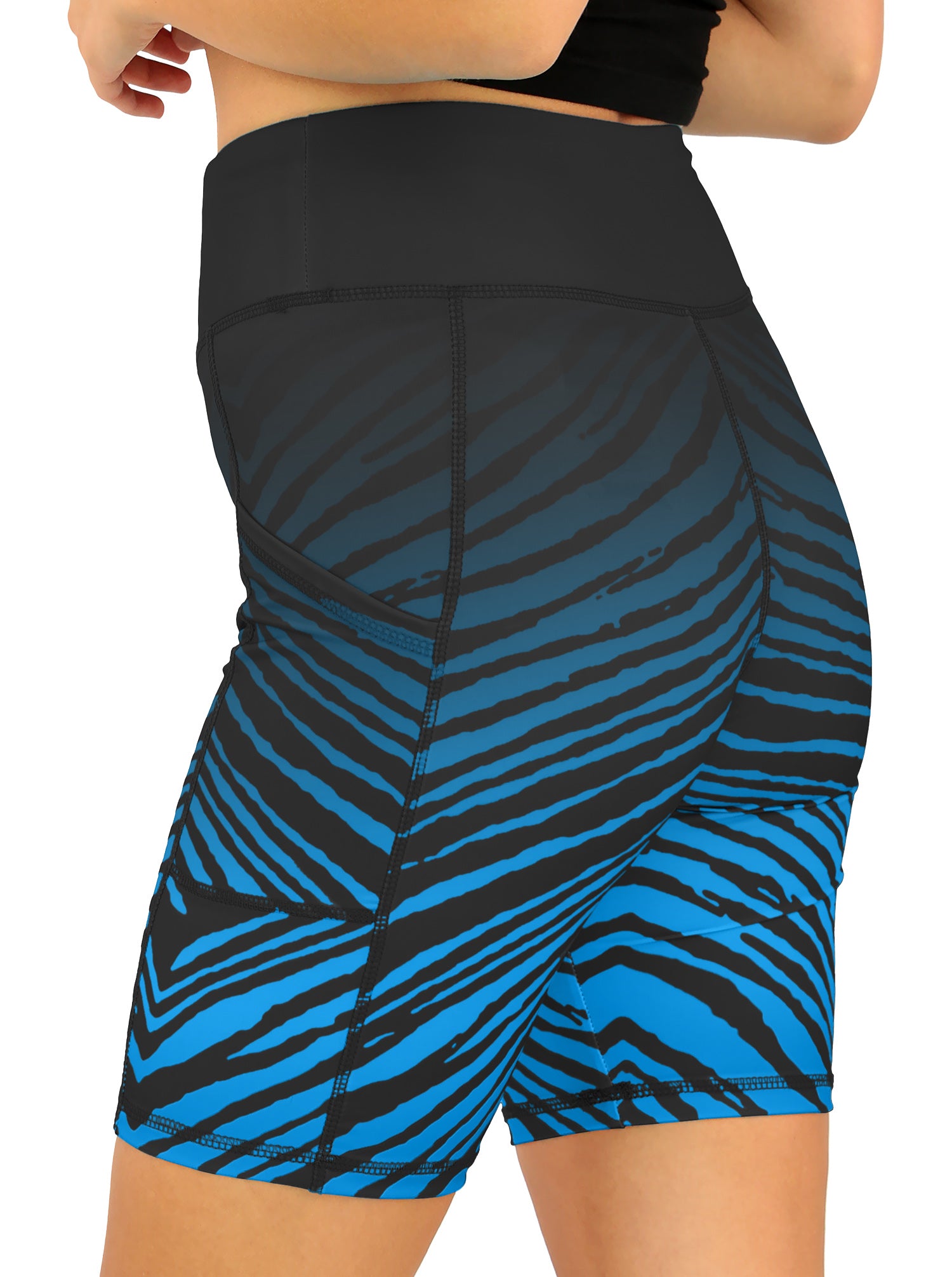 Zubaz NFL Women's Fade Biker Shorts, Carolina Panthers