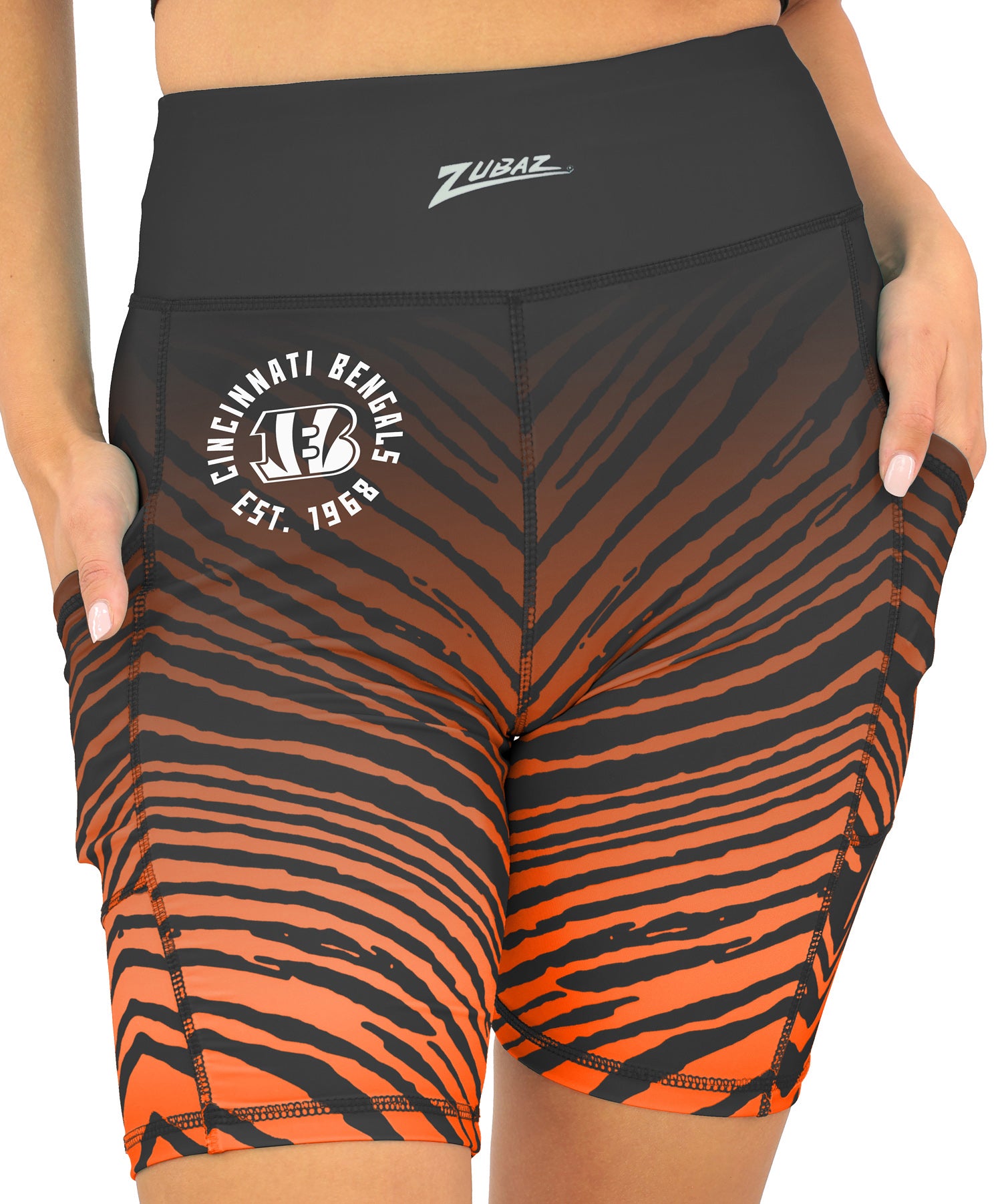 Zubaz NFL Women's Fade Biker Shorts, Cincinnati Bengals