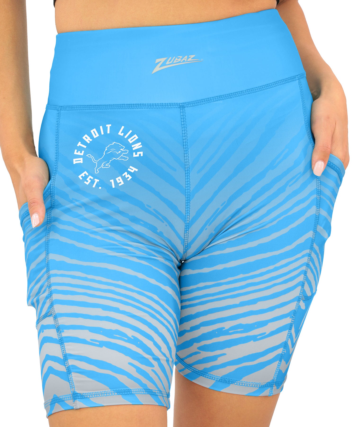 Zubaz NFL Women's Fade Biker Shorts, Detroit Lions