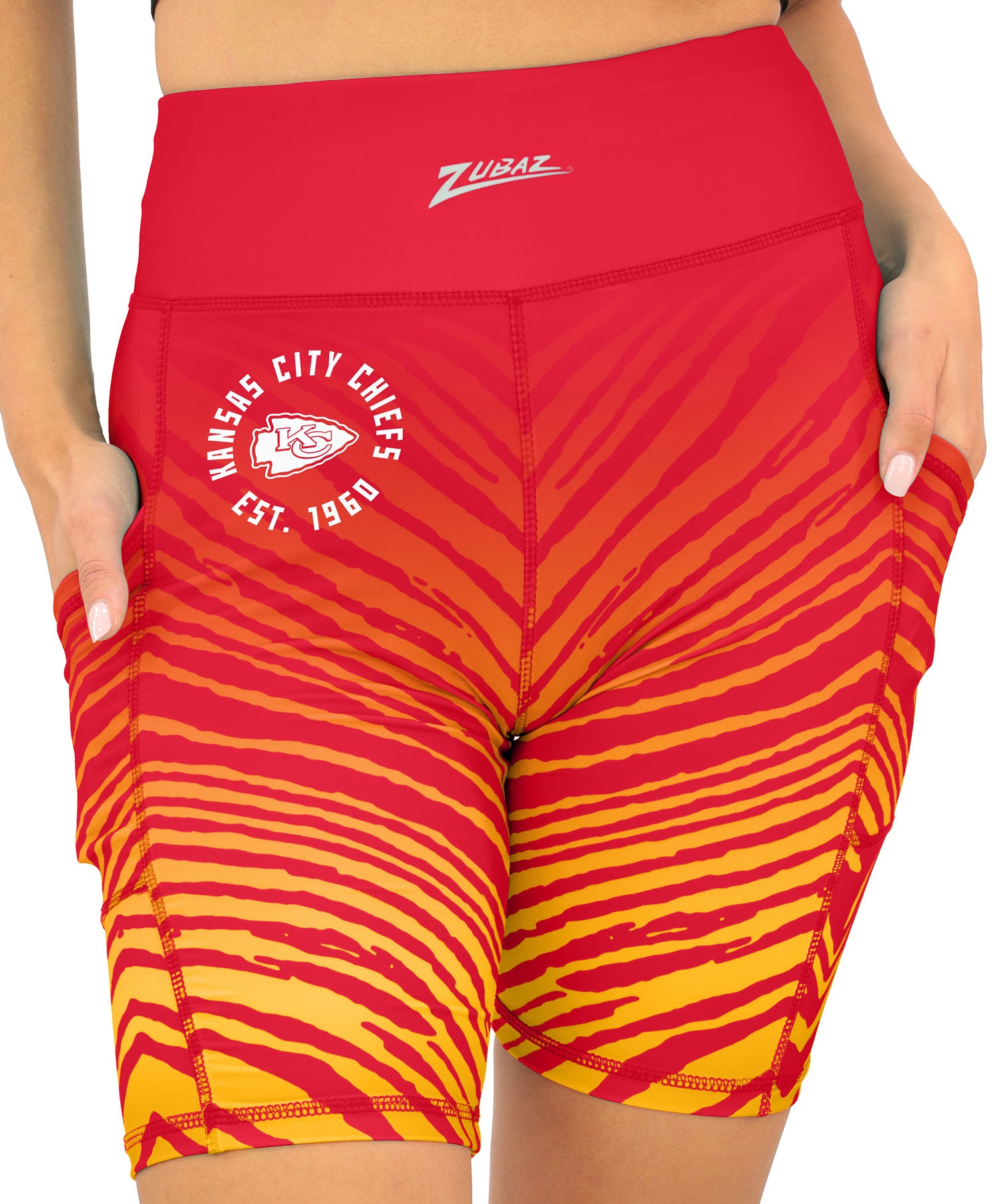 Zubaz NFL Women's Fade Biker Shorts, Kansas City Chiefs
