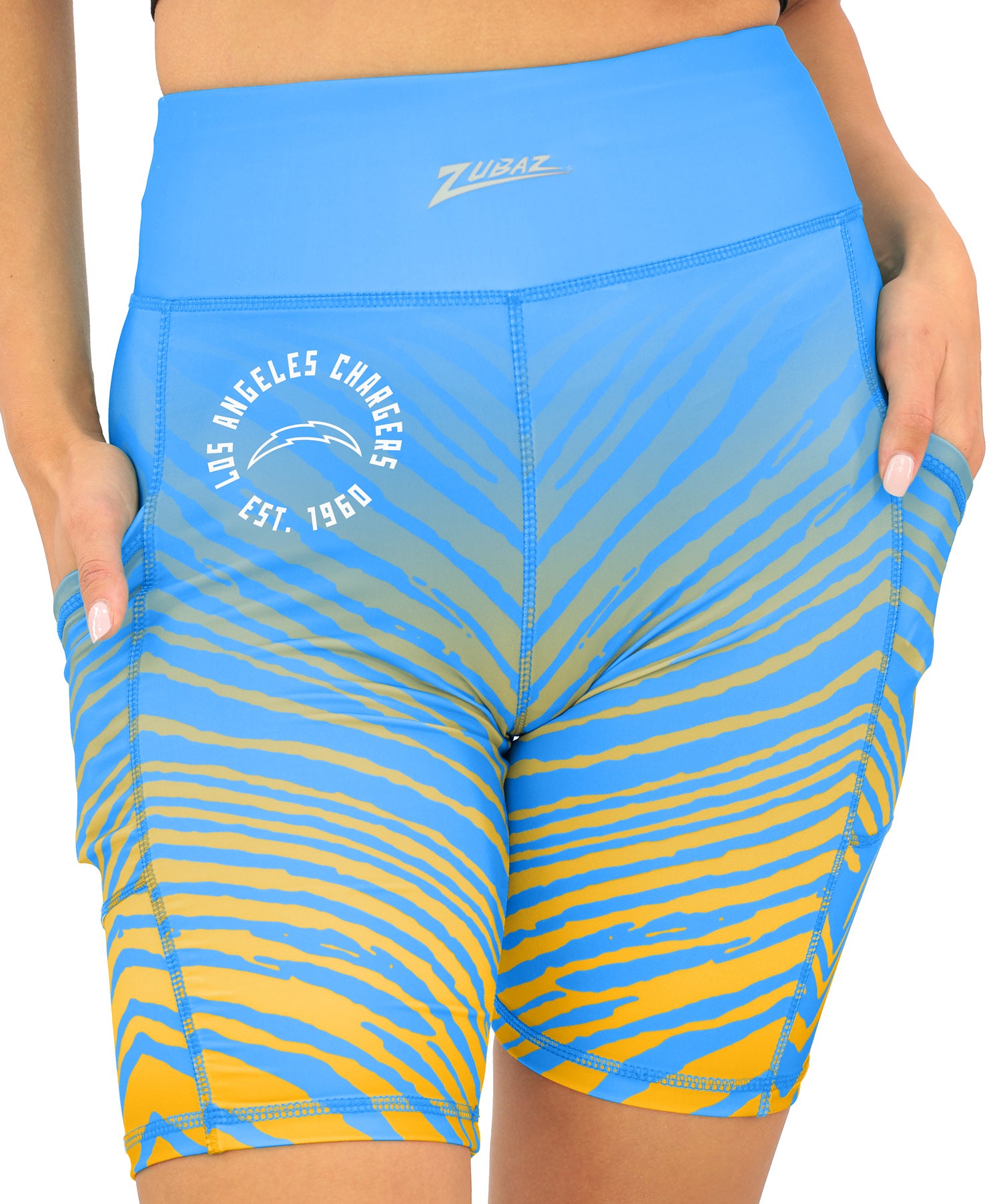 Zubaz NFL Women's Fade Biker Shorts, Los Angeles Chargers