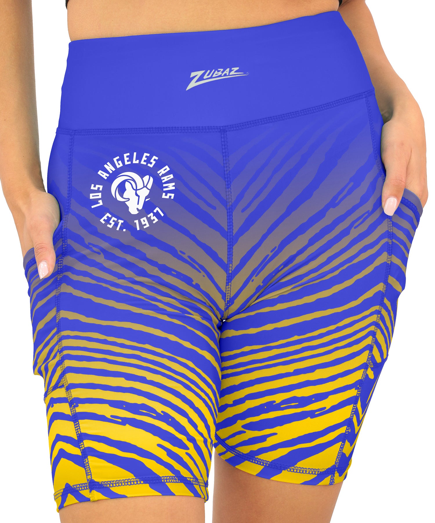 Zubaz NFL Women's Fade Biker Shorts, Los Angeles Rams