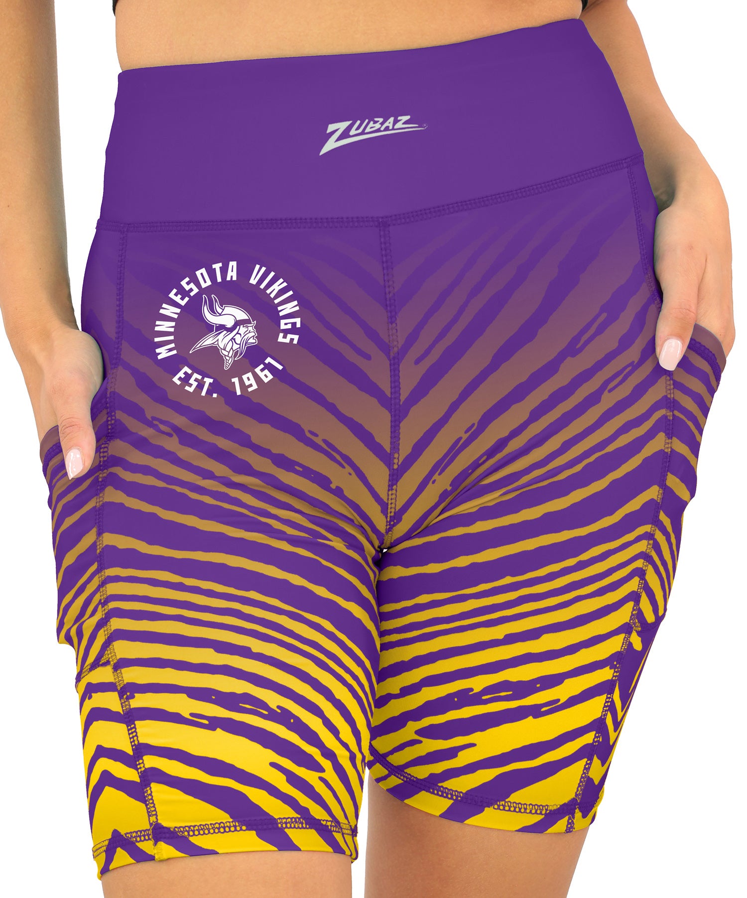 Zubaz NFL Women's Fade Biker Shorts, Minnesota Vikings