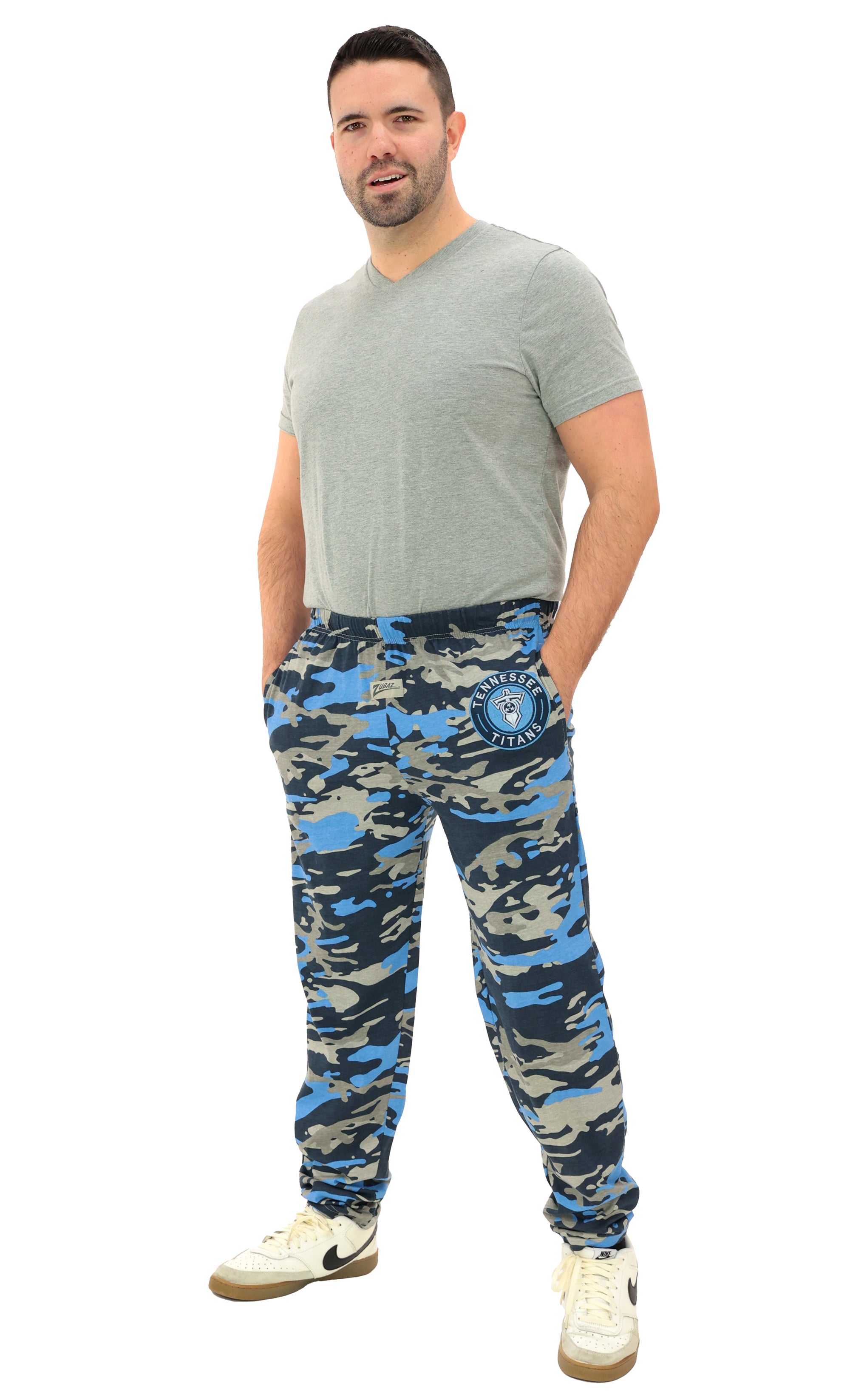 Zubaz NFL Adult Unisex Z88 Embroidered Alt Camo Pants, Tennessee Titans