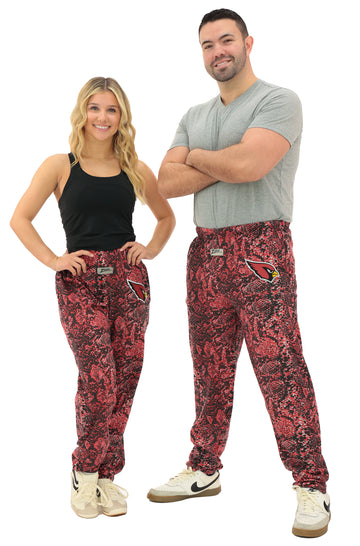 Zubaz NFL Adult Unisex Z88 Embroidered Post Pattern Pant, Arizona Cardinals, X-Small