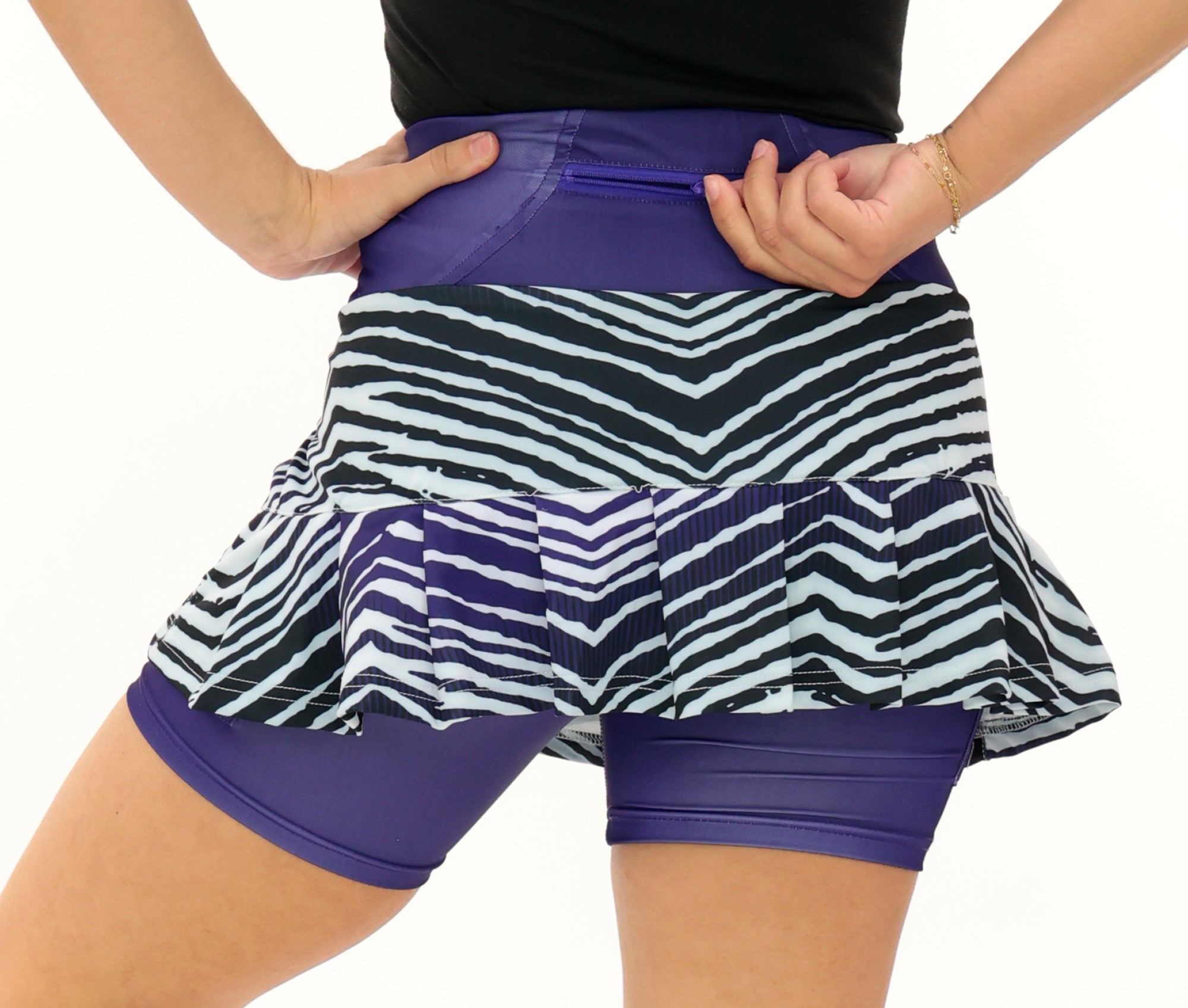 Zubaz NFL Women's Zebra Ombre Skort Team Primary Logo, Baltimore Ravens
