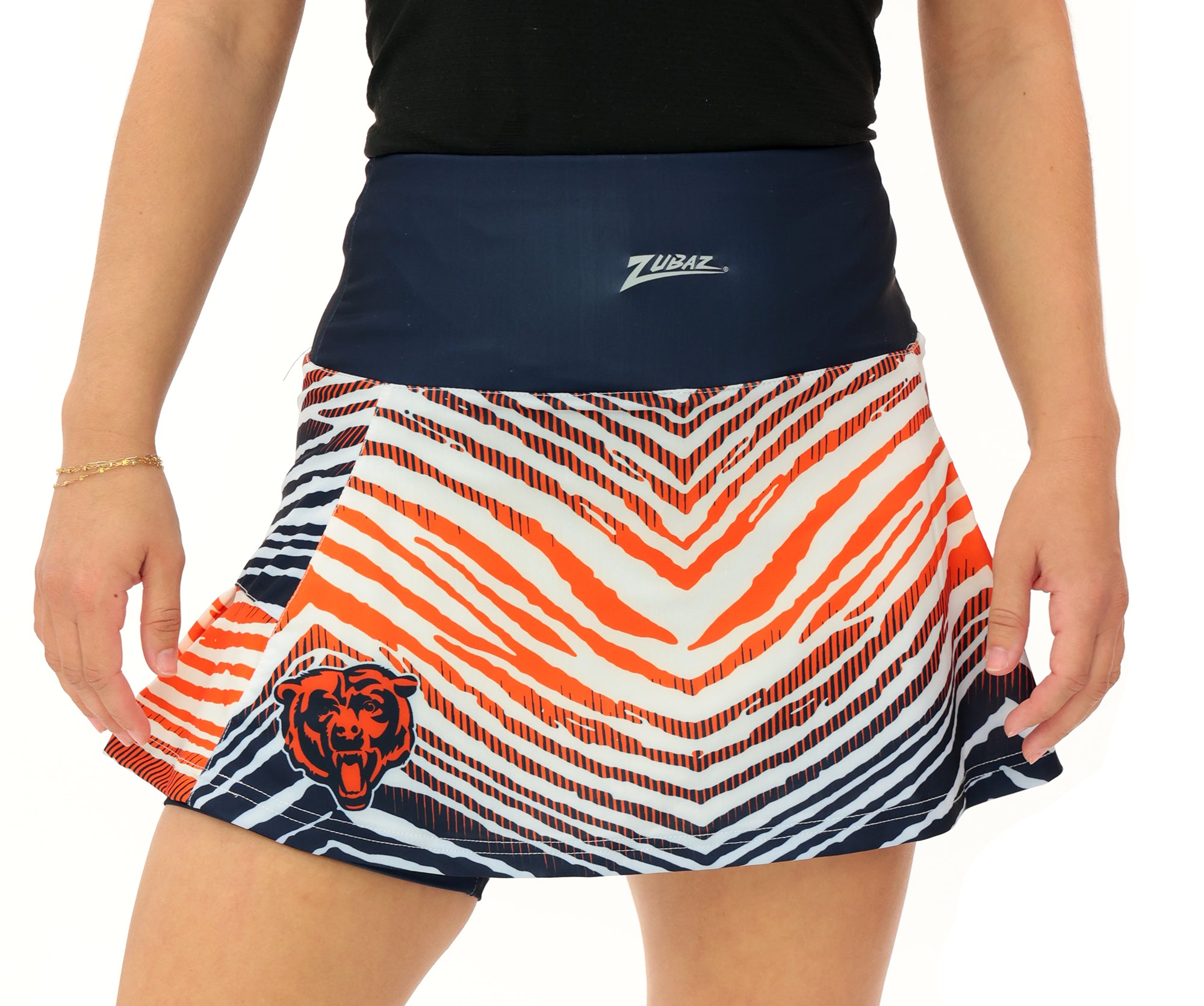 Zubaz NFL Women's Zebra Ombre Skort Team Primary Logo, Chicago Bears