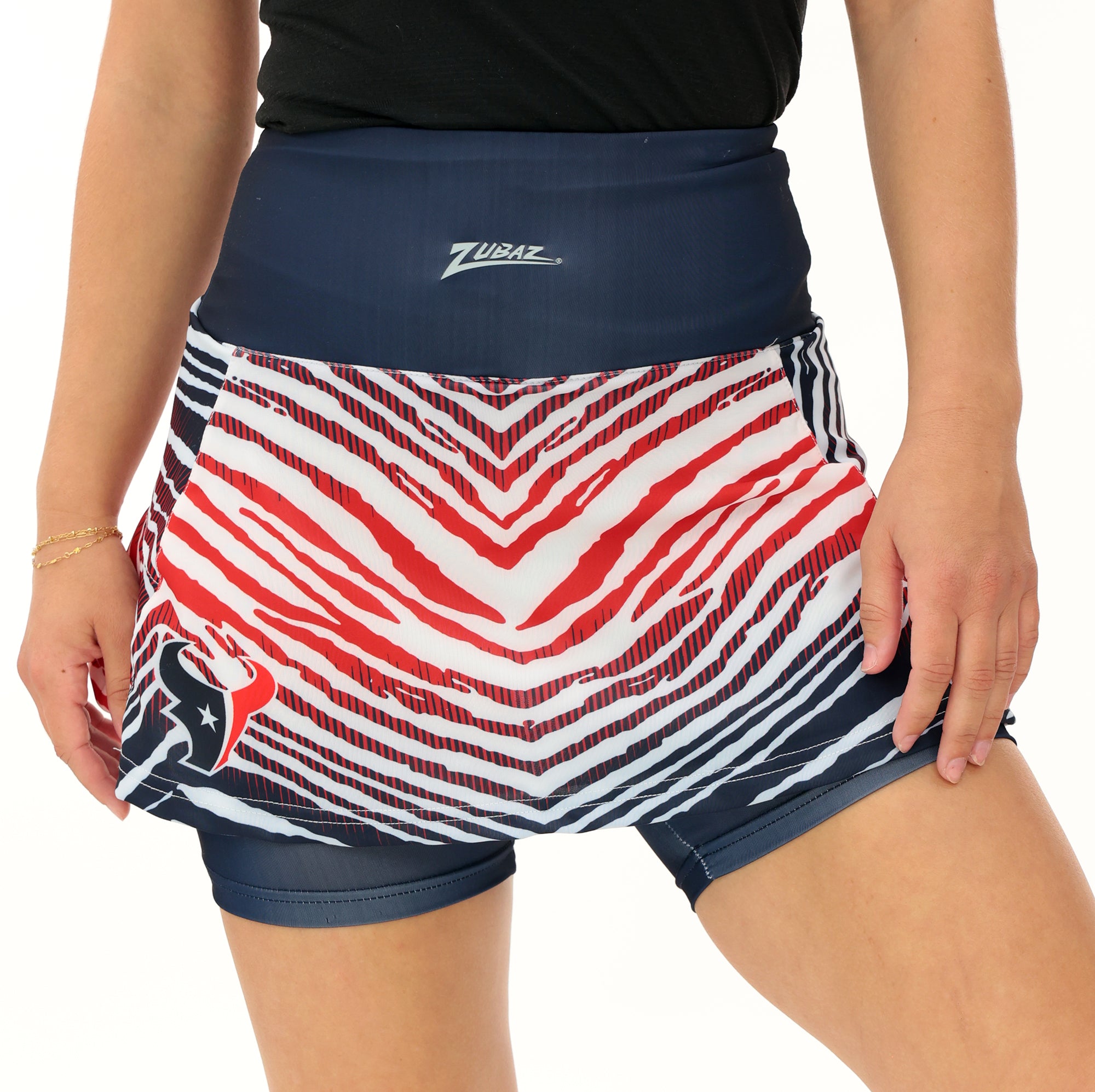 Zubaz NFL Women's Zebra Ombre Skort Team Primary Logo, Houston Texans