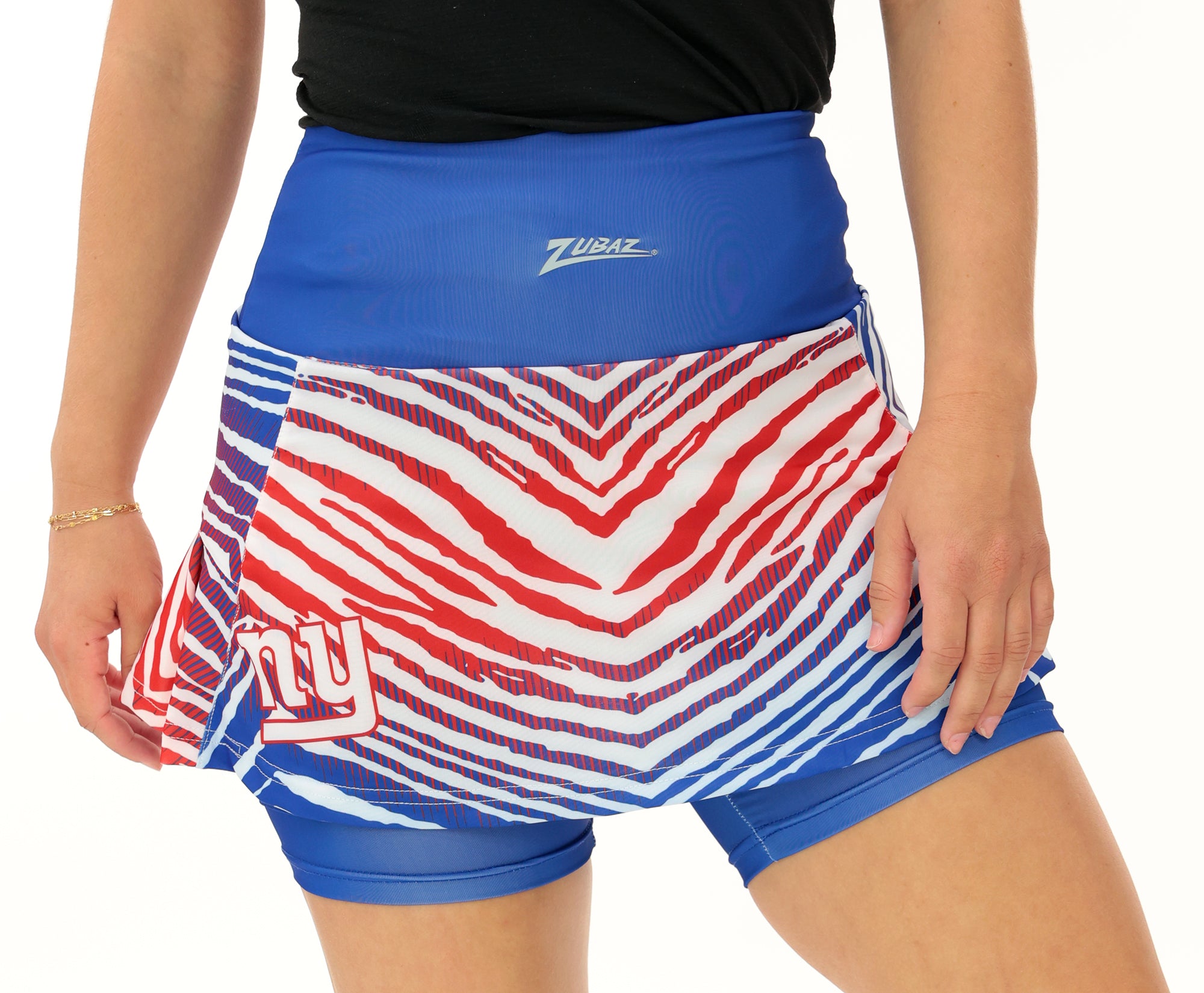 Zubaz NFL Women's Zebra Ombre Skort Team Primary Logo, New York Giants
