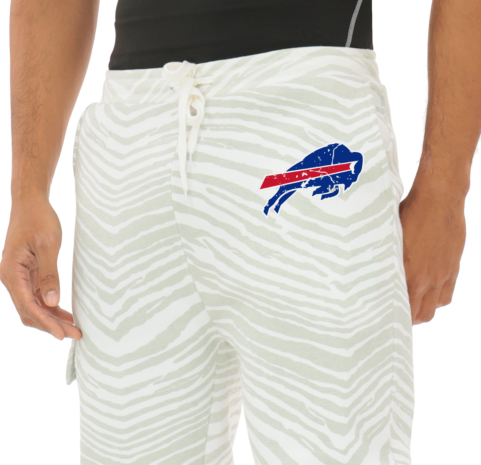 Zubaz NFL  UNISEX 90s Team Cargo Joggers - Zebra 2 Color, BUFFALO BILLS