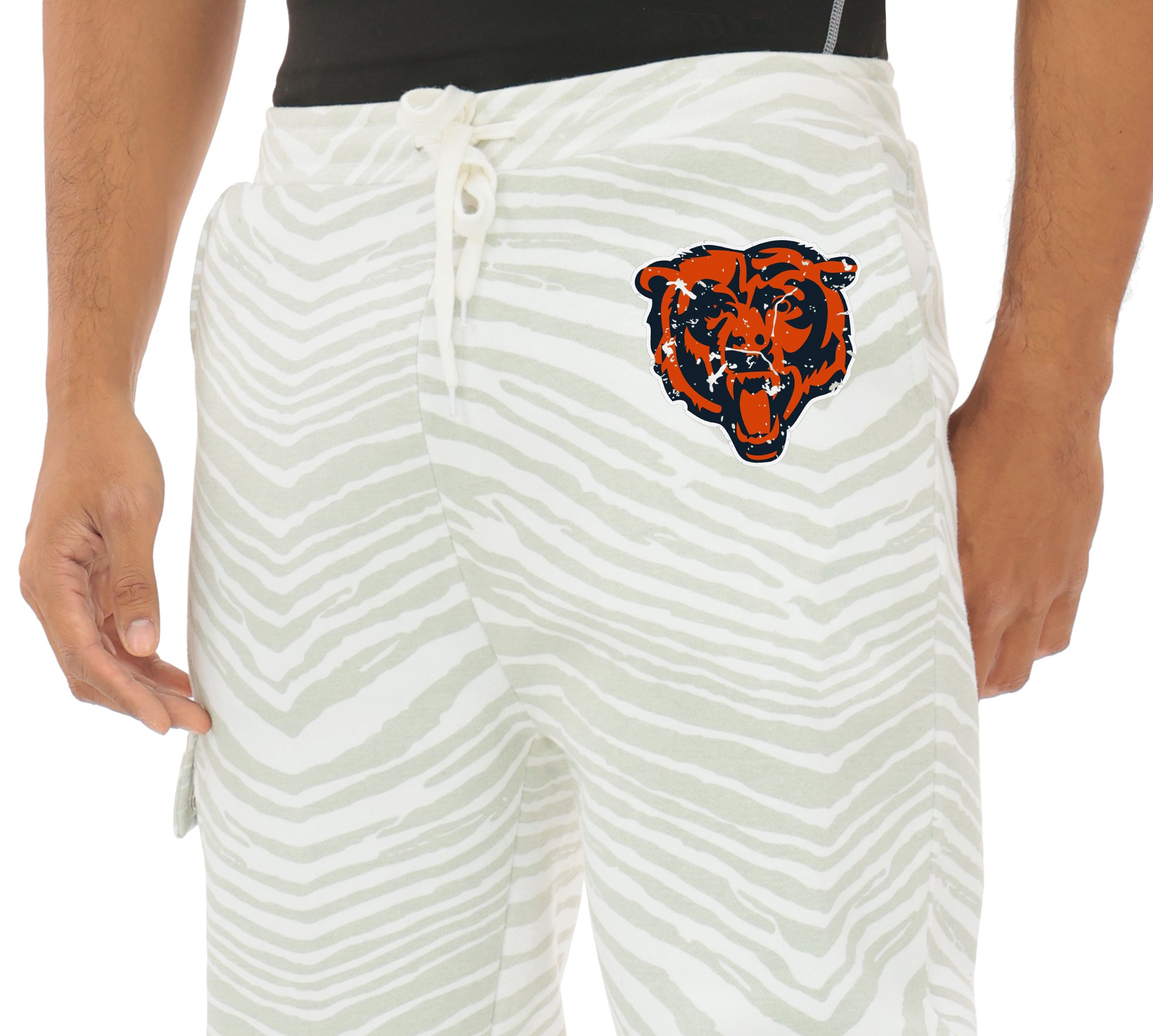 Zubaz NFL  UNISEX 90s Team Cargo Joggers - Zebra 2 Color, CHICAGO BEARS