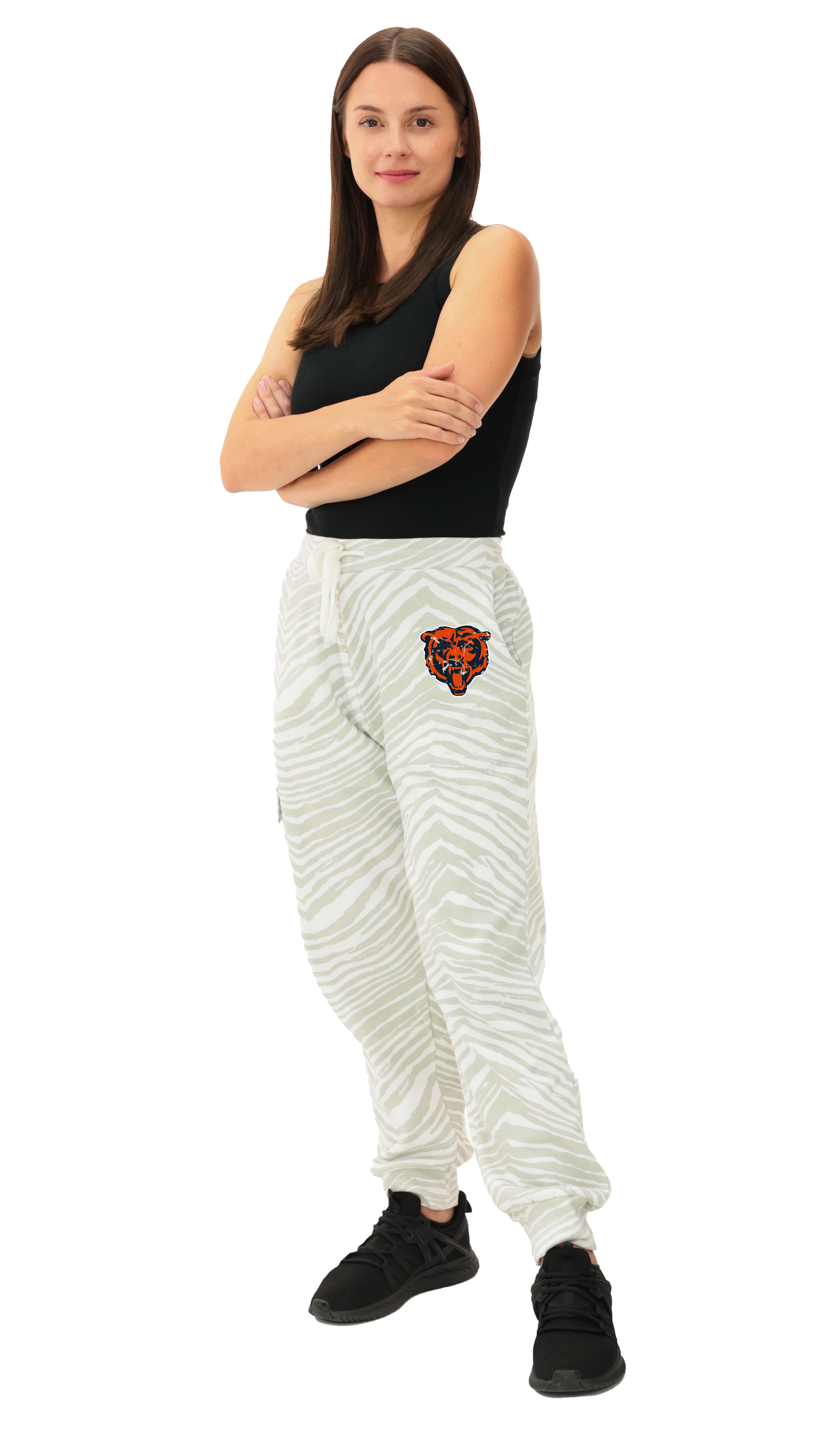 Zubaz NFL  UNISEX 90s Team Cargo Joggers - Zebra 2 Color, CHICAGO BEARS