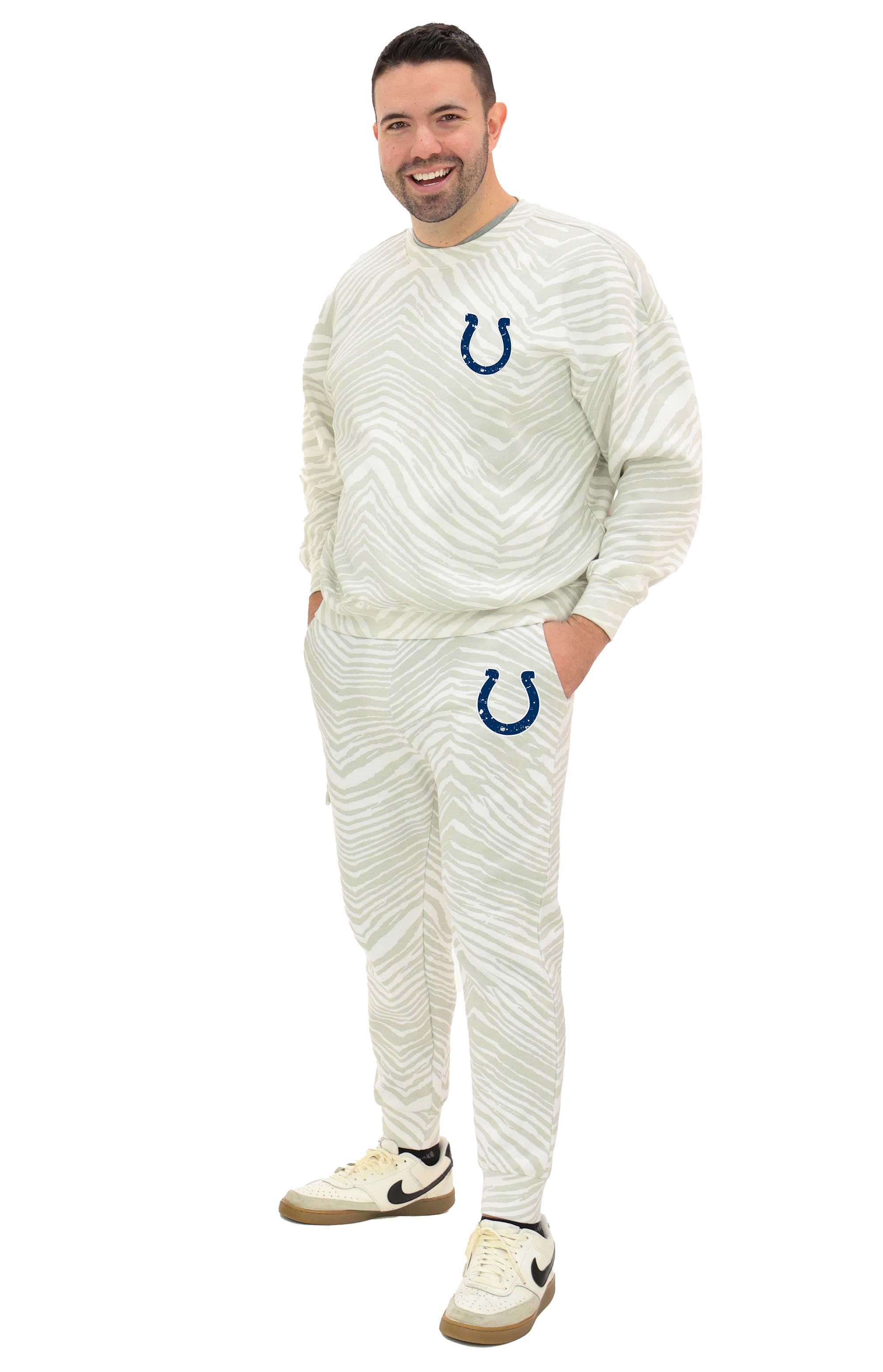 Zubaz NFL  UNISEX 90s Team Cargo Joggers - Zebra 2 Color, INDIANAPOLIS COLTS