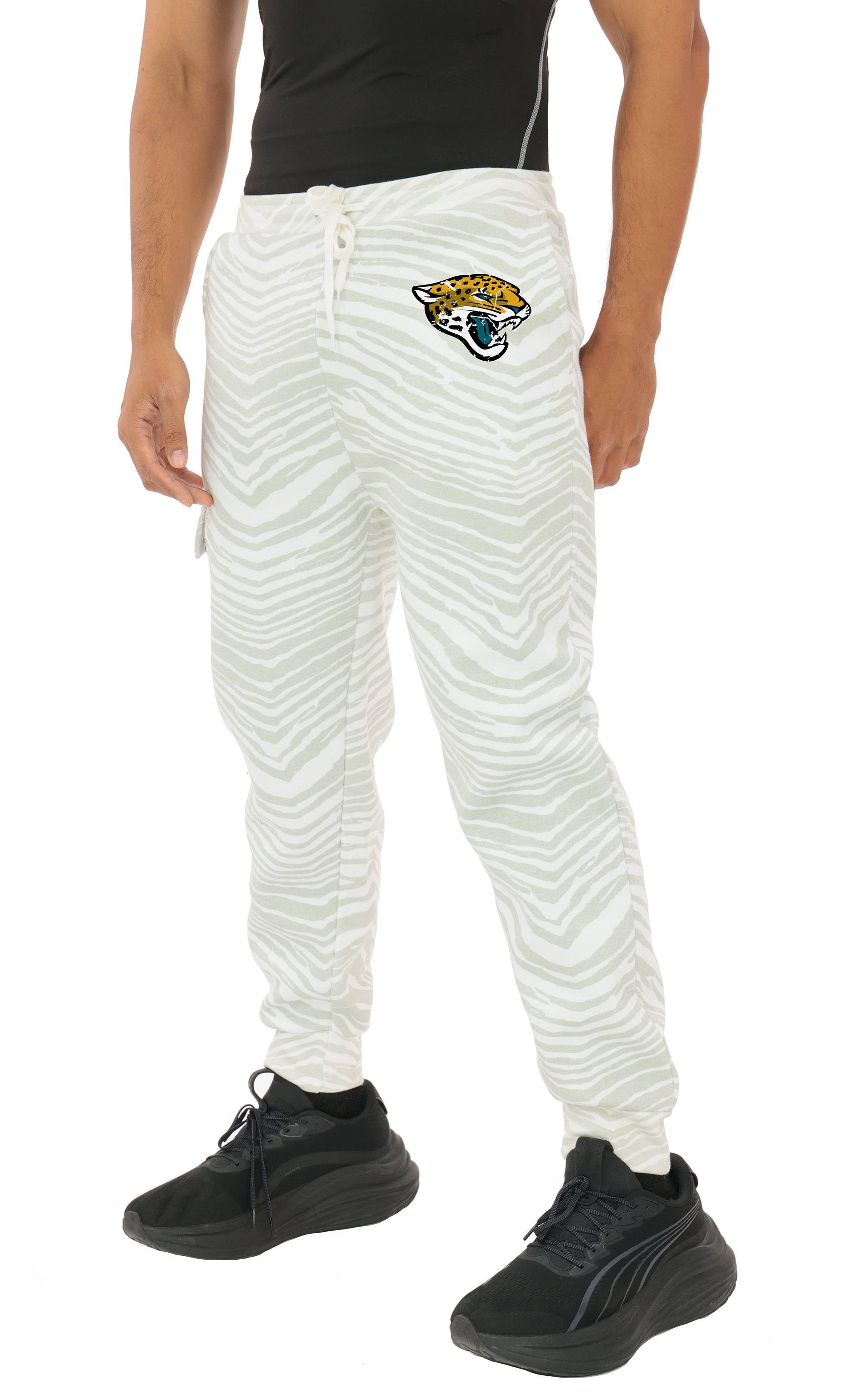 Zubaz NFL  UNISEX 90s Team Cargo Joggers - Zebra 2 Color, JACKSONVILLE JAGUARS