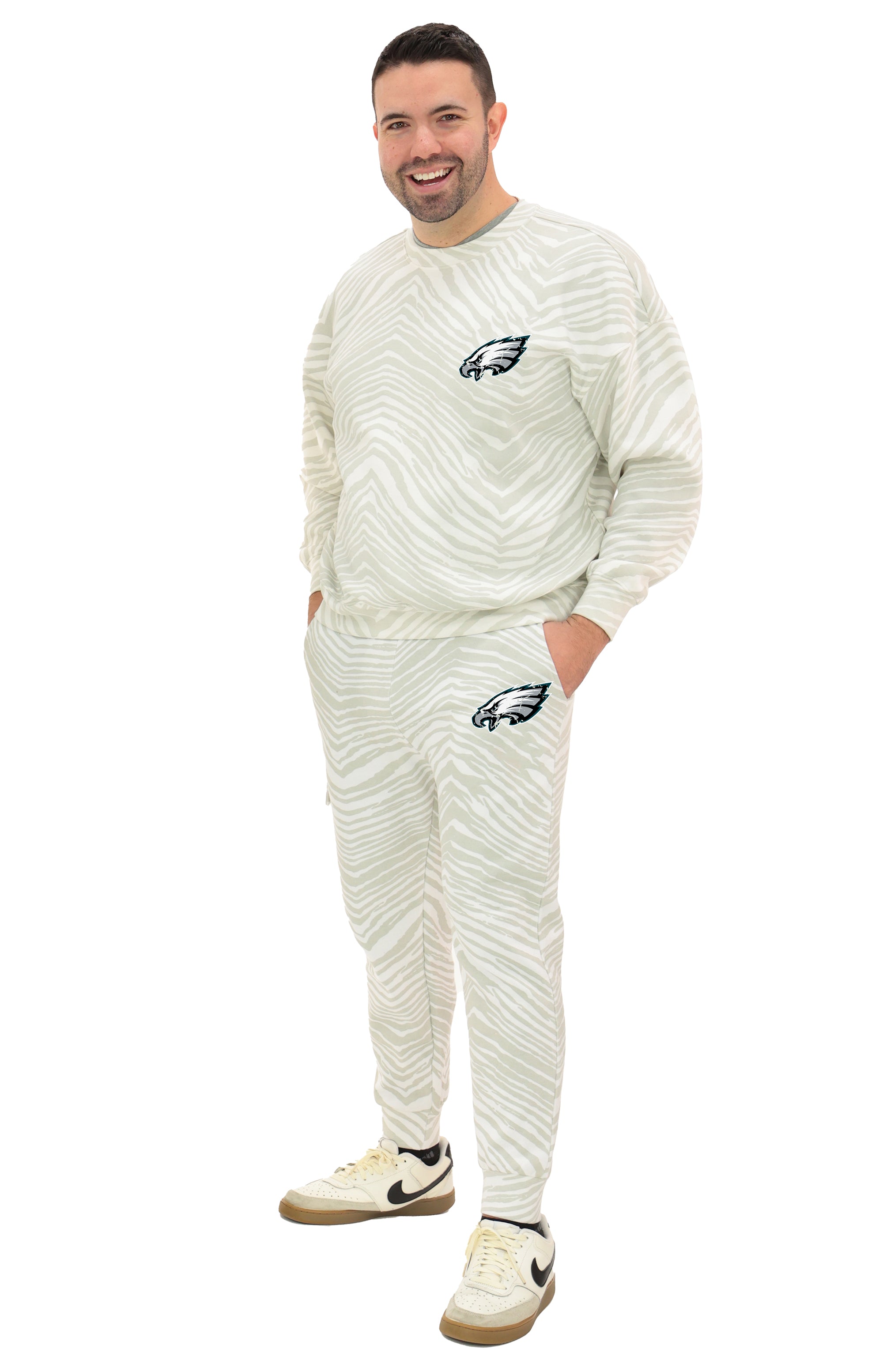 Zubaz NFL  UNISEX 90s Team Cargo Joggers - Zebra 2 Color, PHILADELPHIA EAGLES